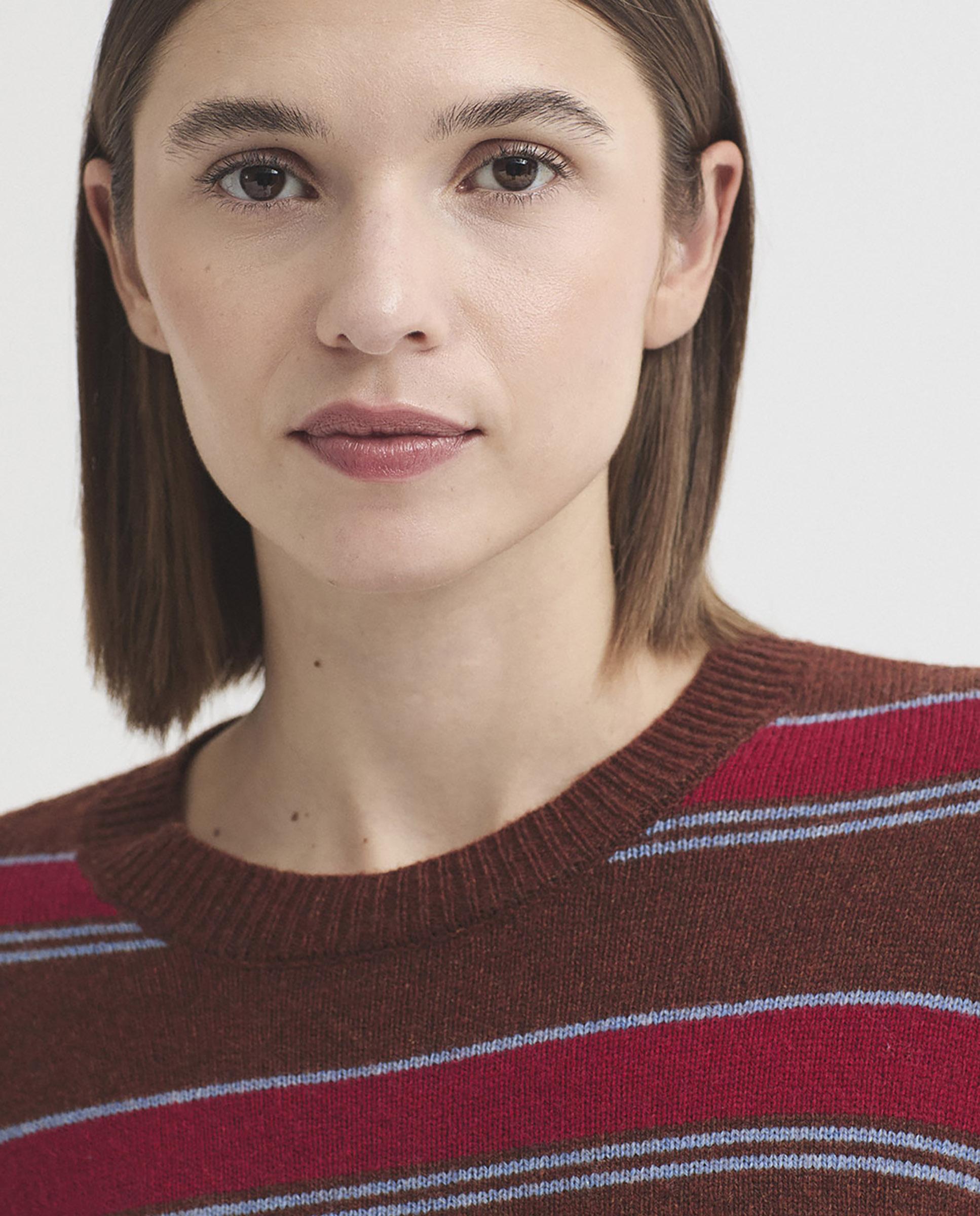 Jersey de mujer de rayas con cuello redondo - Nice Things - Marrón Marrón-2