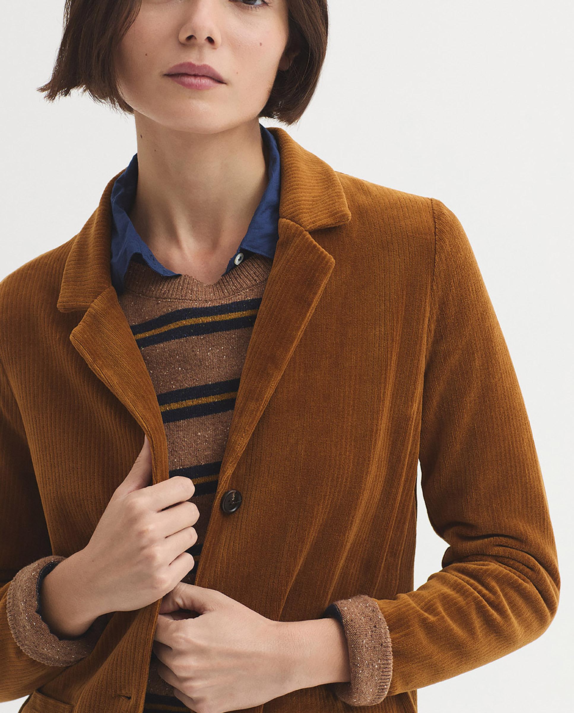 Imagen 2 de Blazer de mujer de pana con bolsillos de vivo - Nice Things - Ocre Ocre