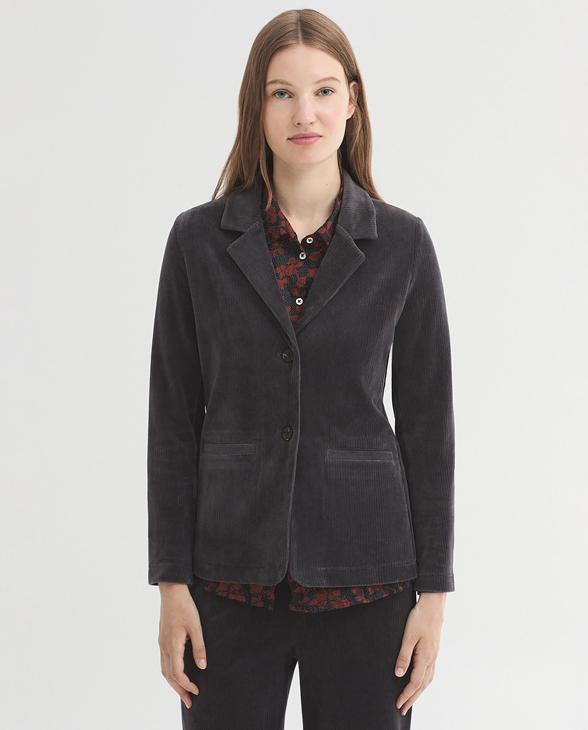 Blazer de mujer de pana con bolsillos - Nice Things - Gris Gris-1