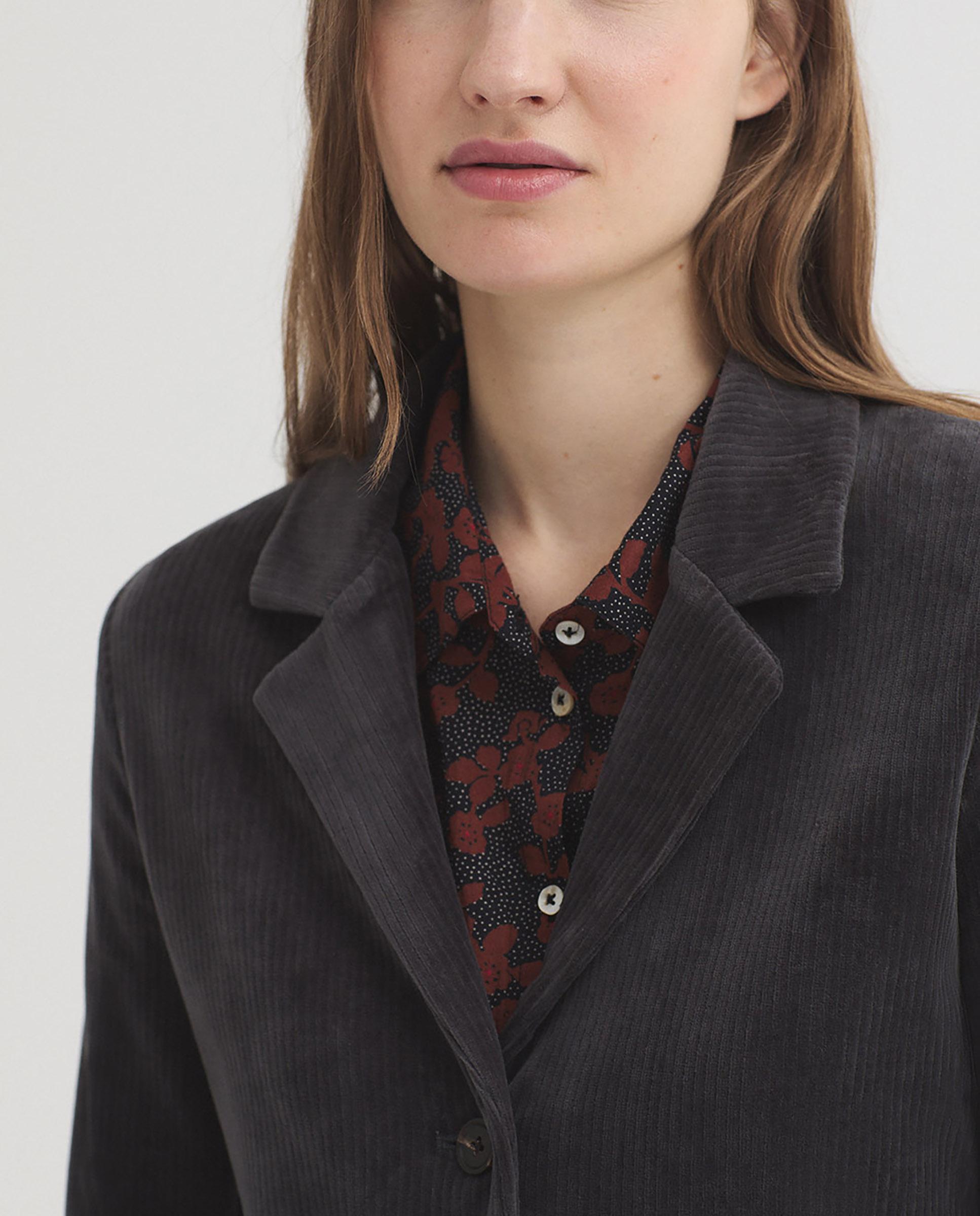 Blazer de mujer de pana con bolsillos - Nice Things - Gris Gris-2