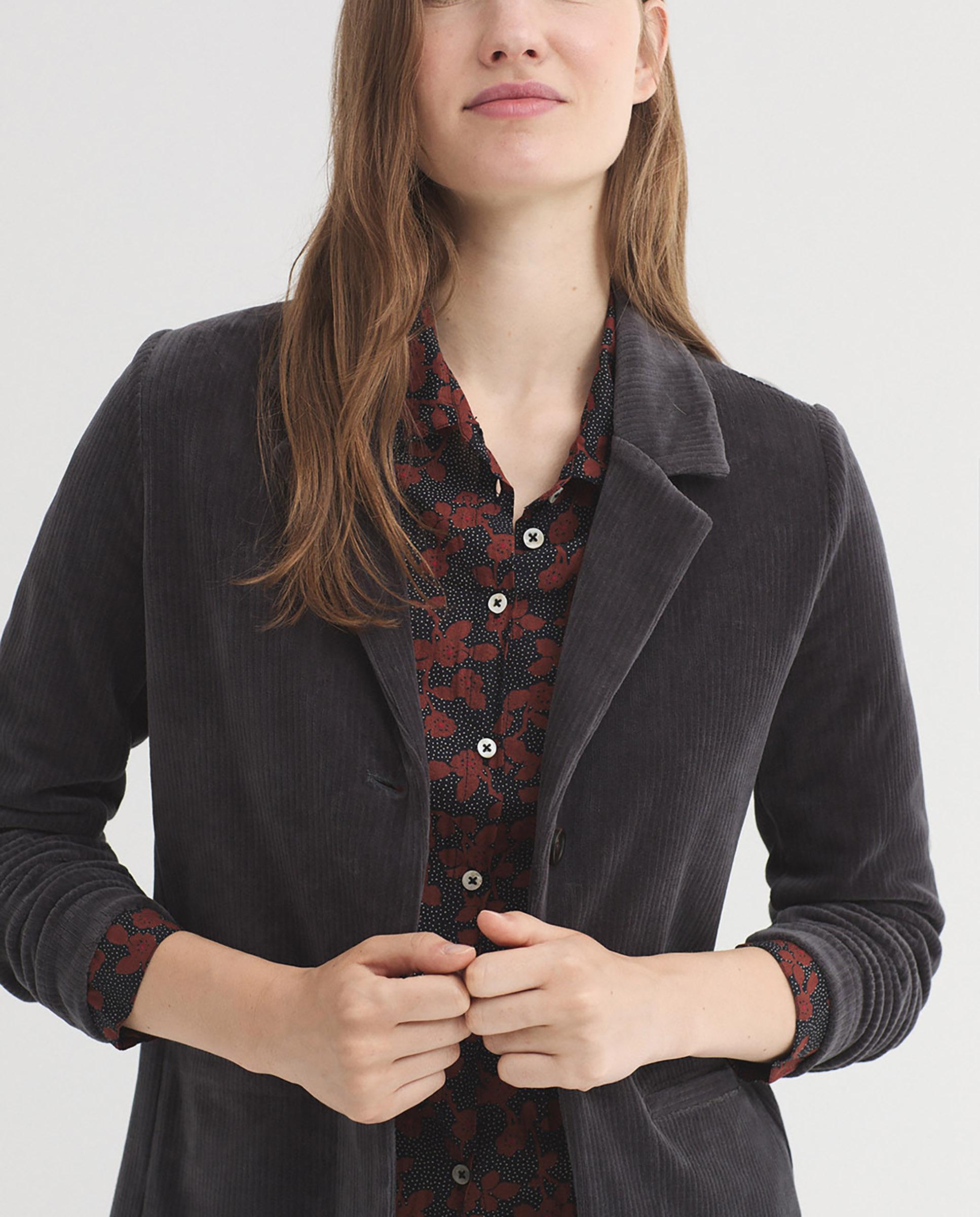 Blazer de mujer de pana con bolsillos - Nice Things - Gris Gris-4