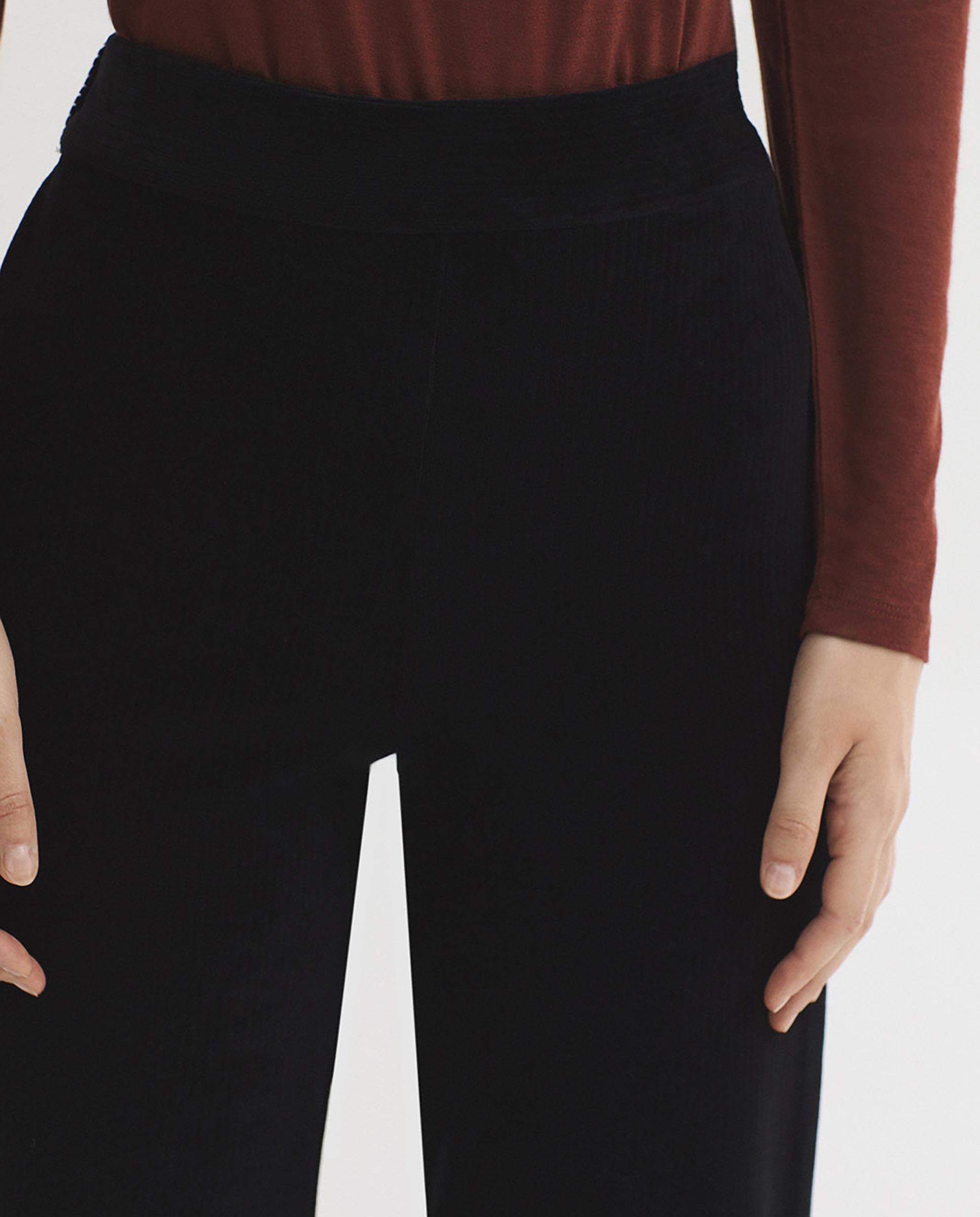 Pantanoles rectos de mujer de pana con cinturilla elástica - Nice Things - Negro Negro-2