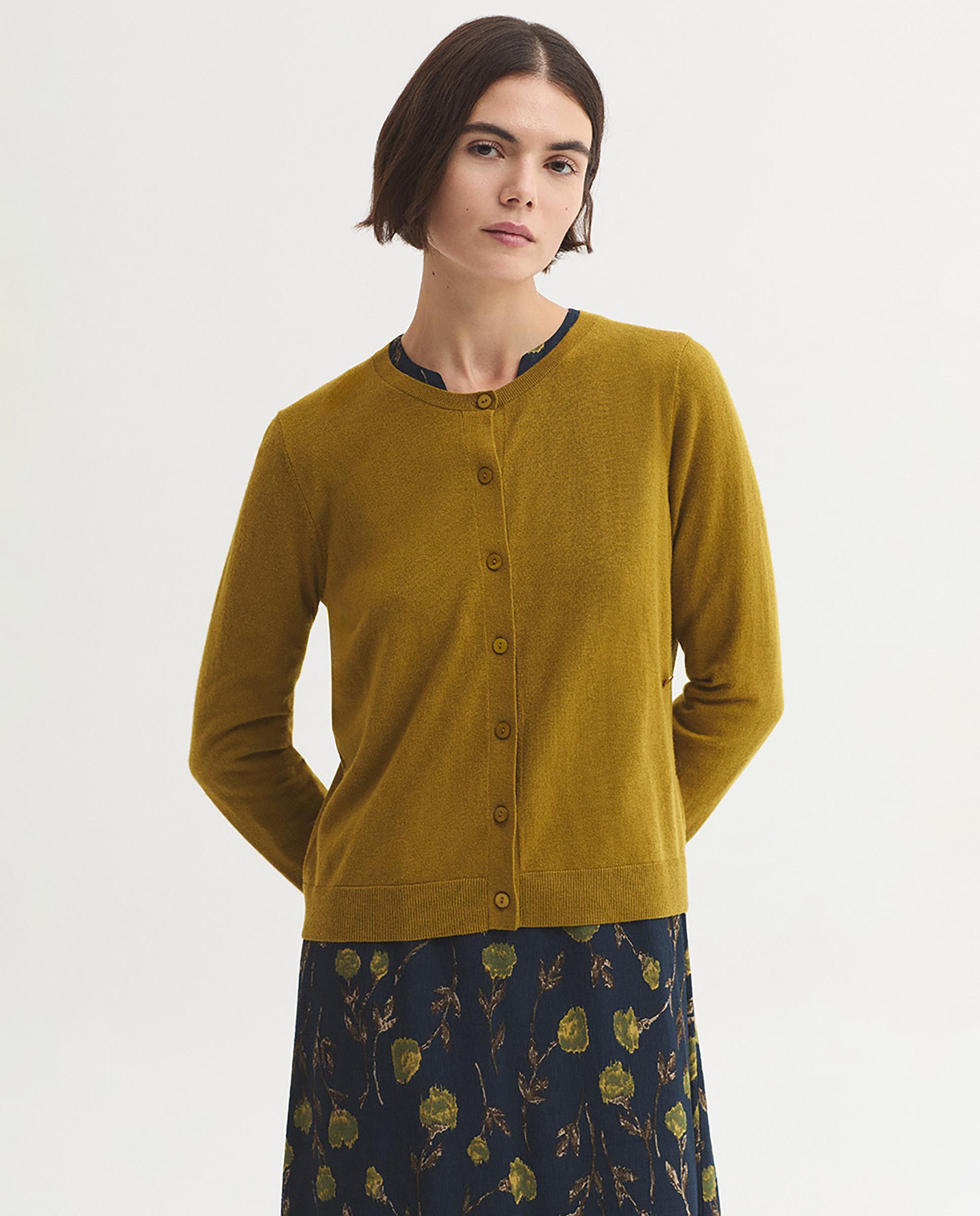 Imagen 1 de Cárdigan de mujer liso con cuello redondo - Nice Things - Mostaza Mostaza