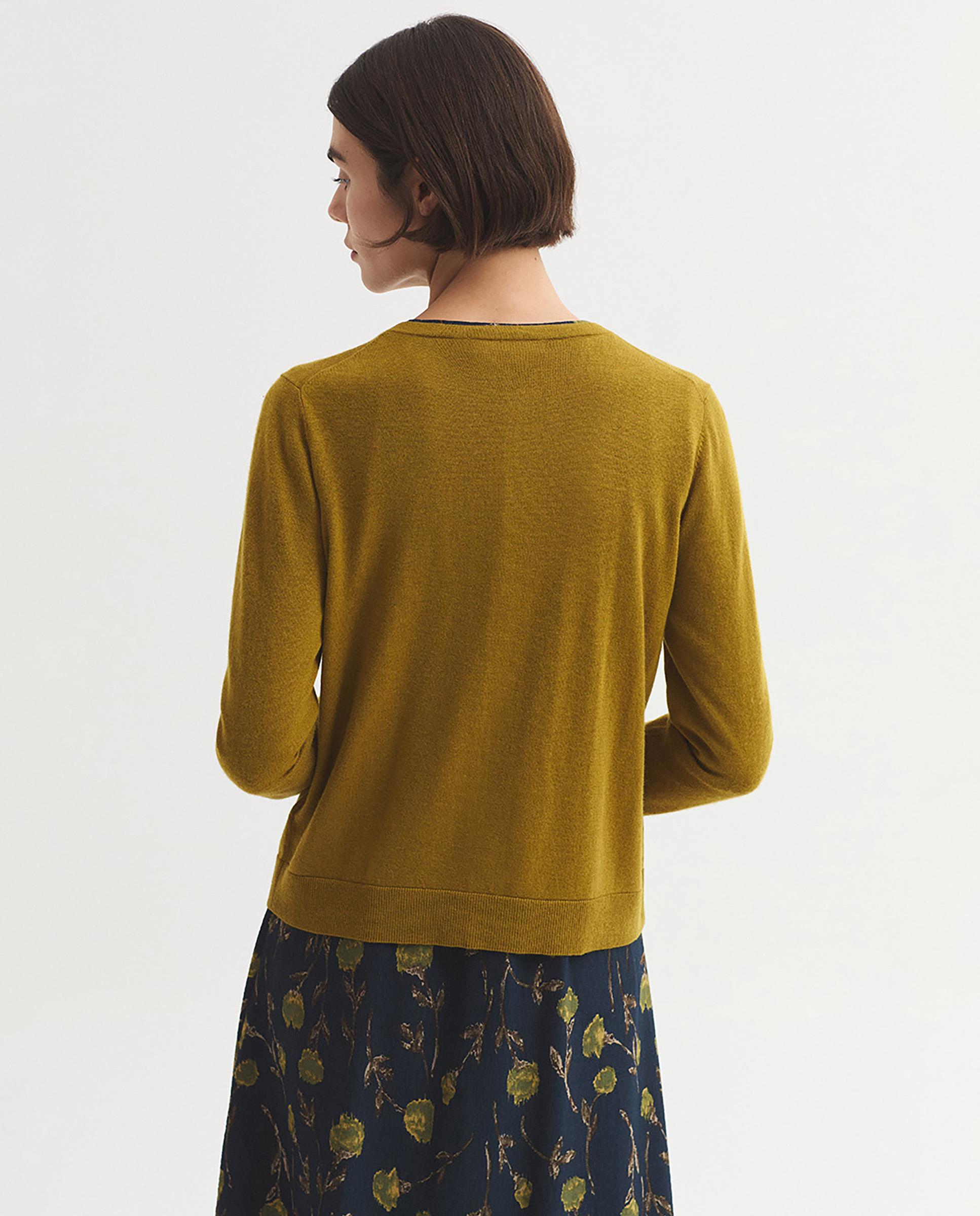 Imagen 5 de Cárdigan de mujer liso con cuello redondo - Nice Things - Mostaza Mostaza