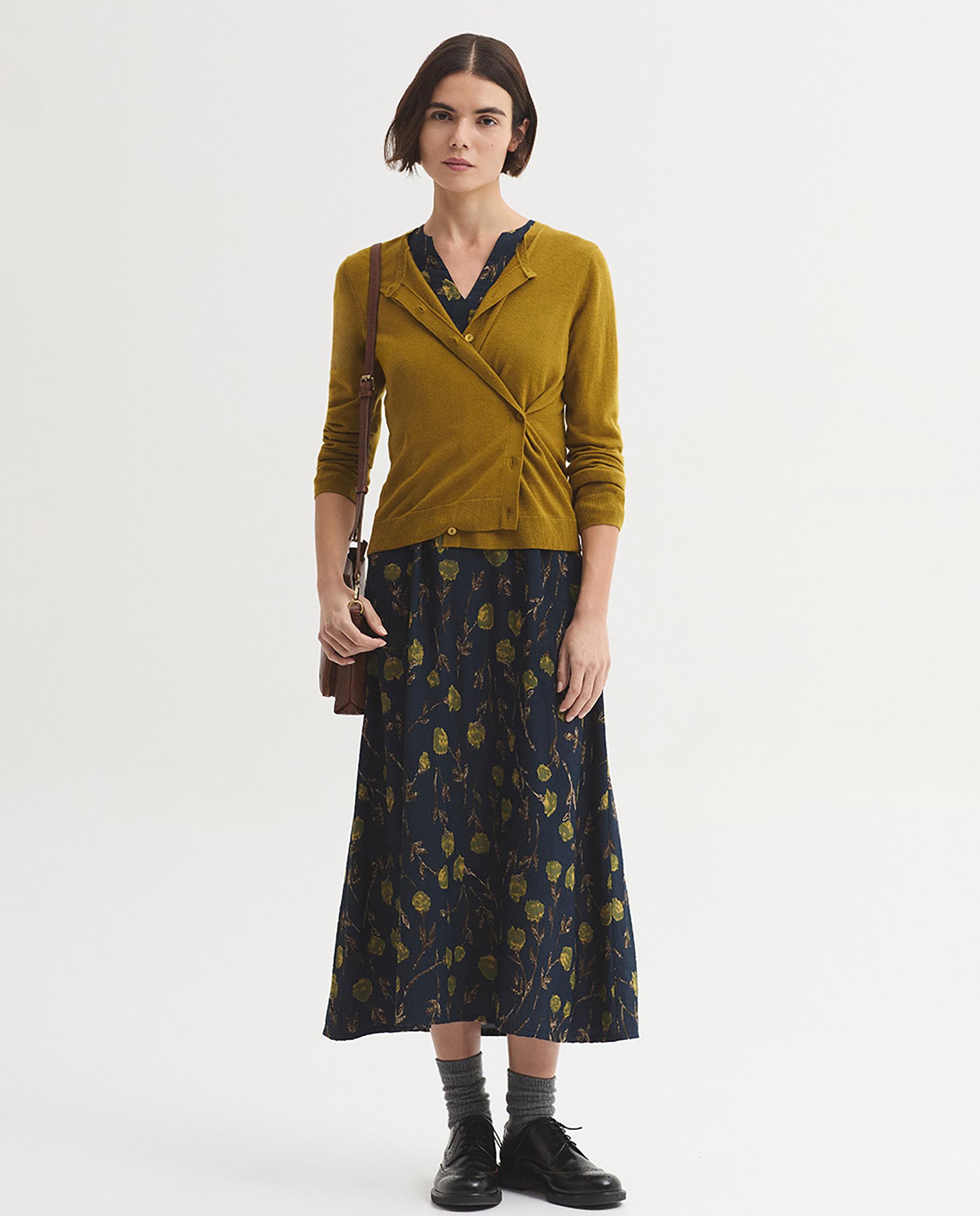Imagen 6 de Cárdigan de mujer liso con cuello redondo - Nice Things - Mostaza Mostaza
