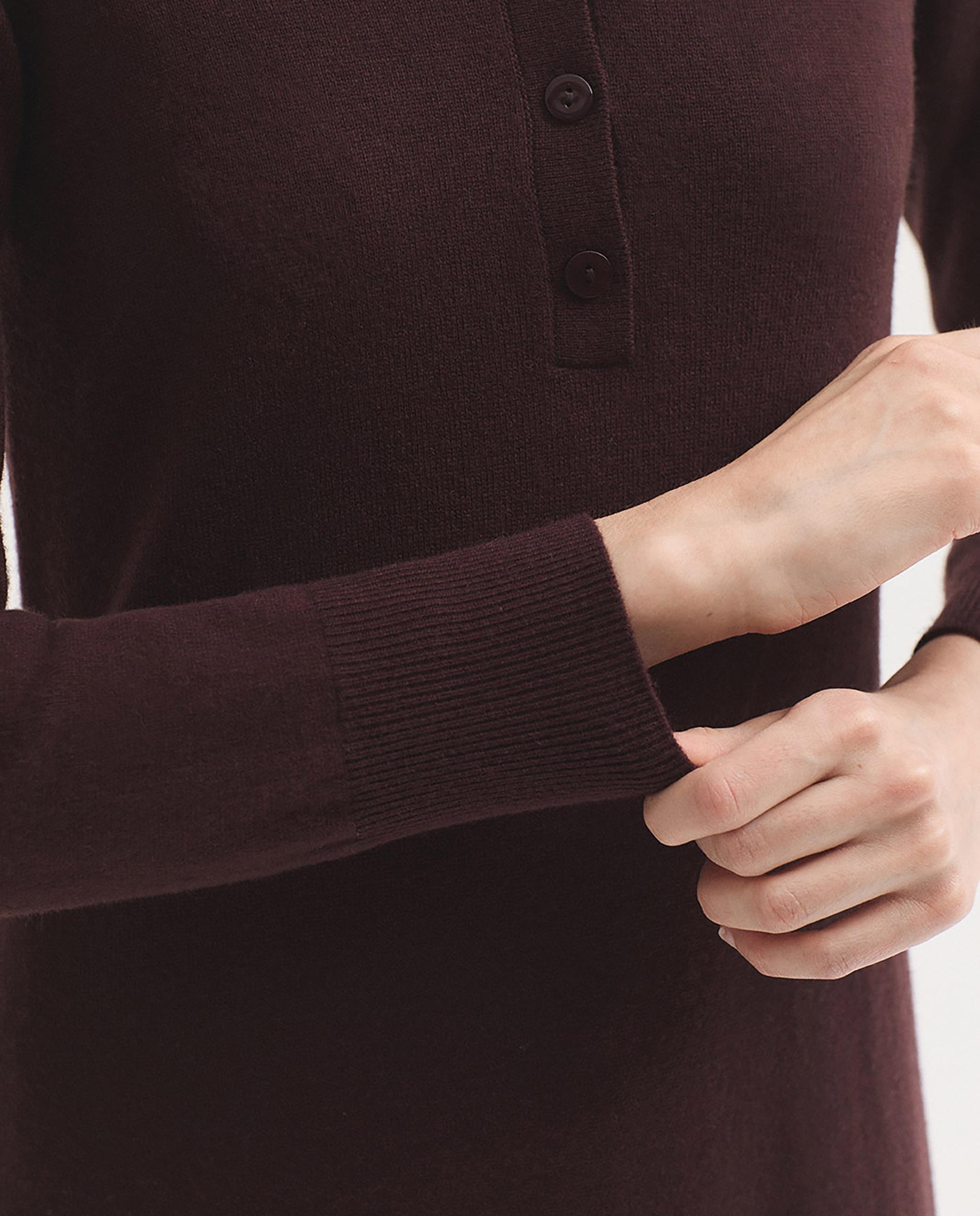 Vestido corto liso con cuello con botones - Nice Things - Burdeos Burdeos-3