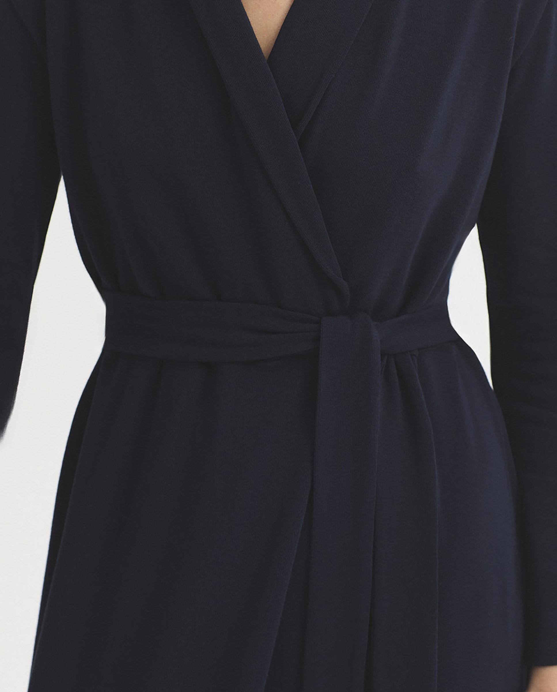 Vestido midi con cinturón y escote de pico - Nice Things - Azul marino Azul marino-7