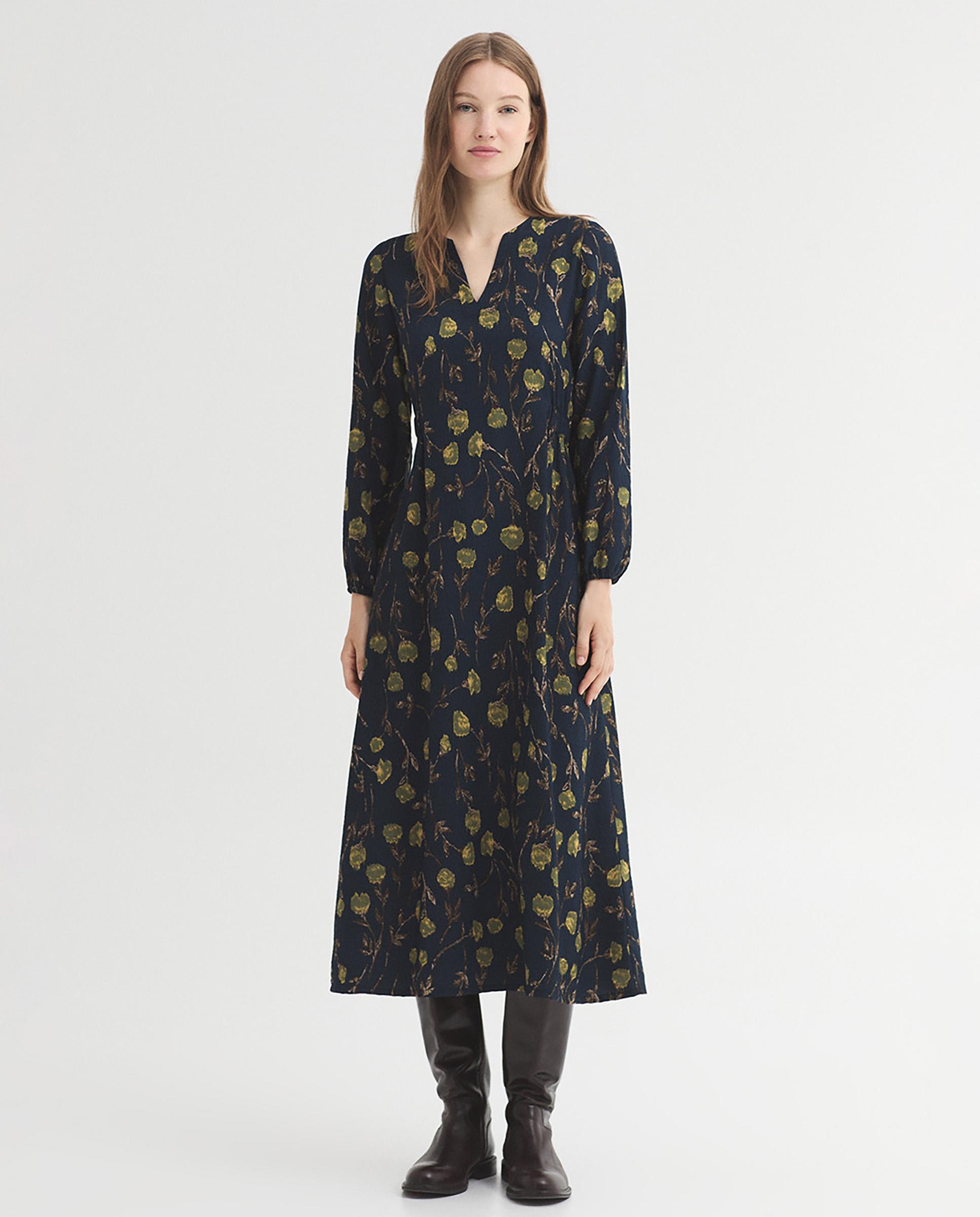 Vestido midi con estampado de flores - Nice Things - Azul marino Azul marino-1