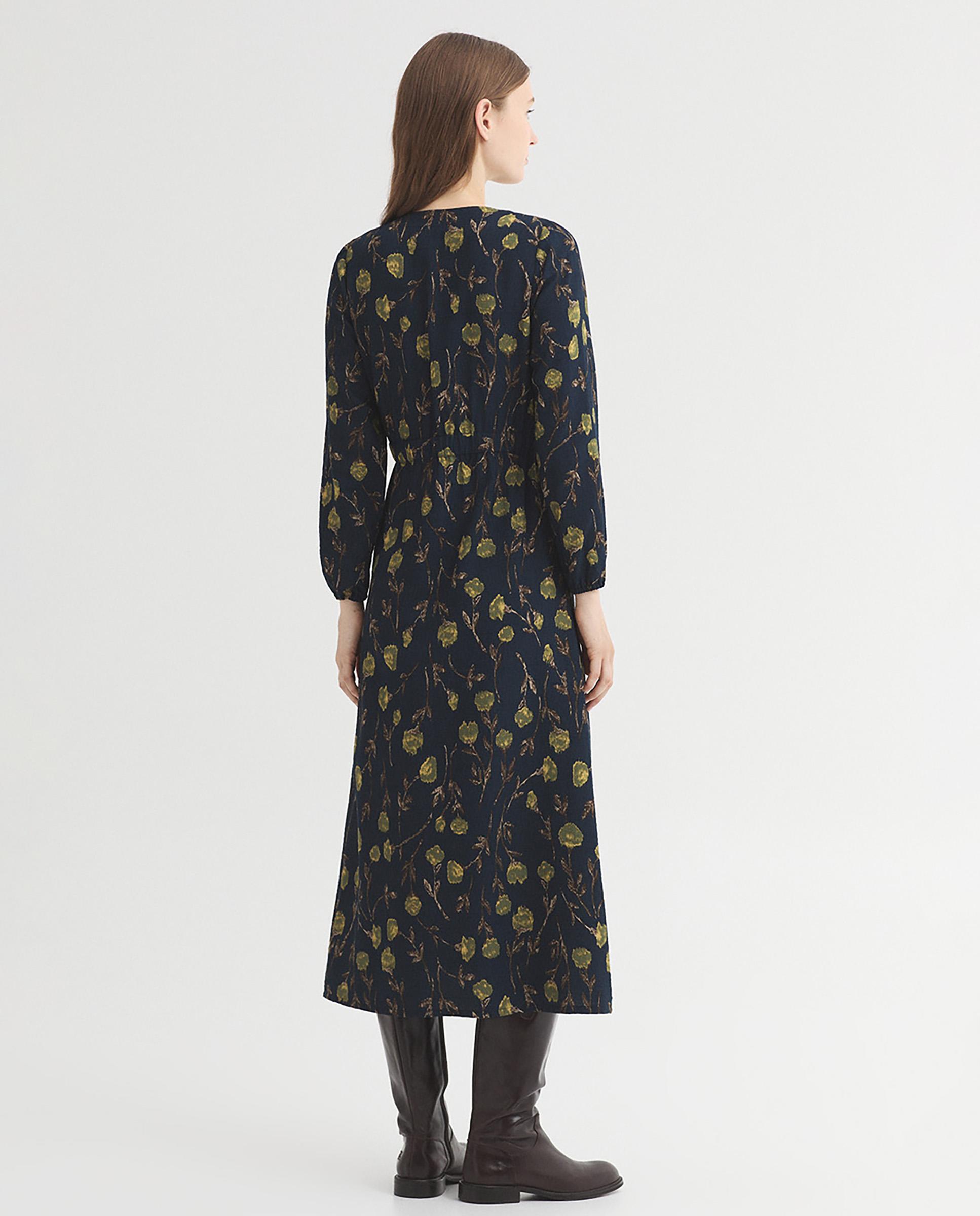 Vestido midi con estampado de flores - Nice Things - Azul marino Azul marino-4