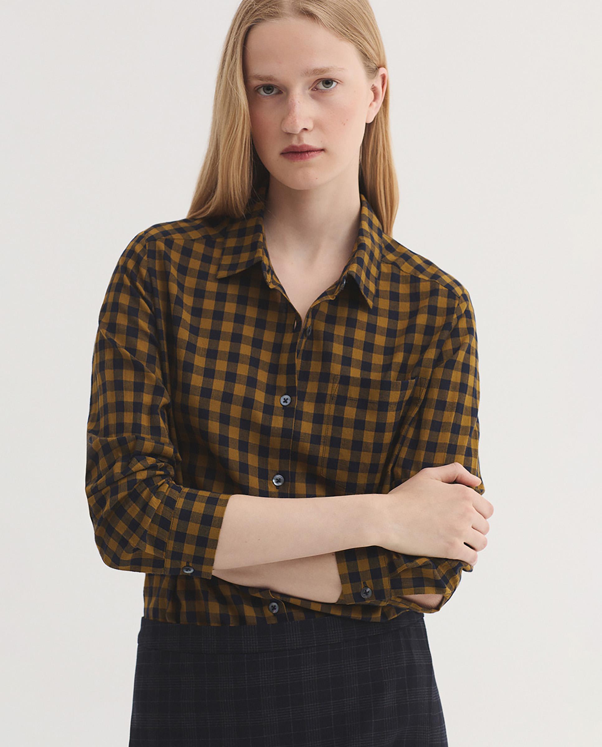 Camisa de mujer 100% algodón de cuadros - Nice Things - Verde Verde-5
