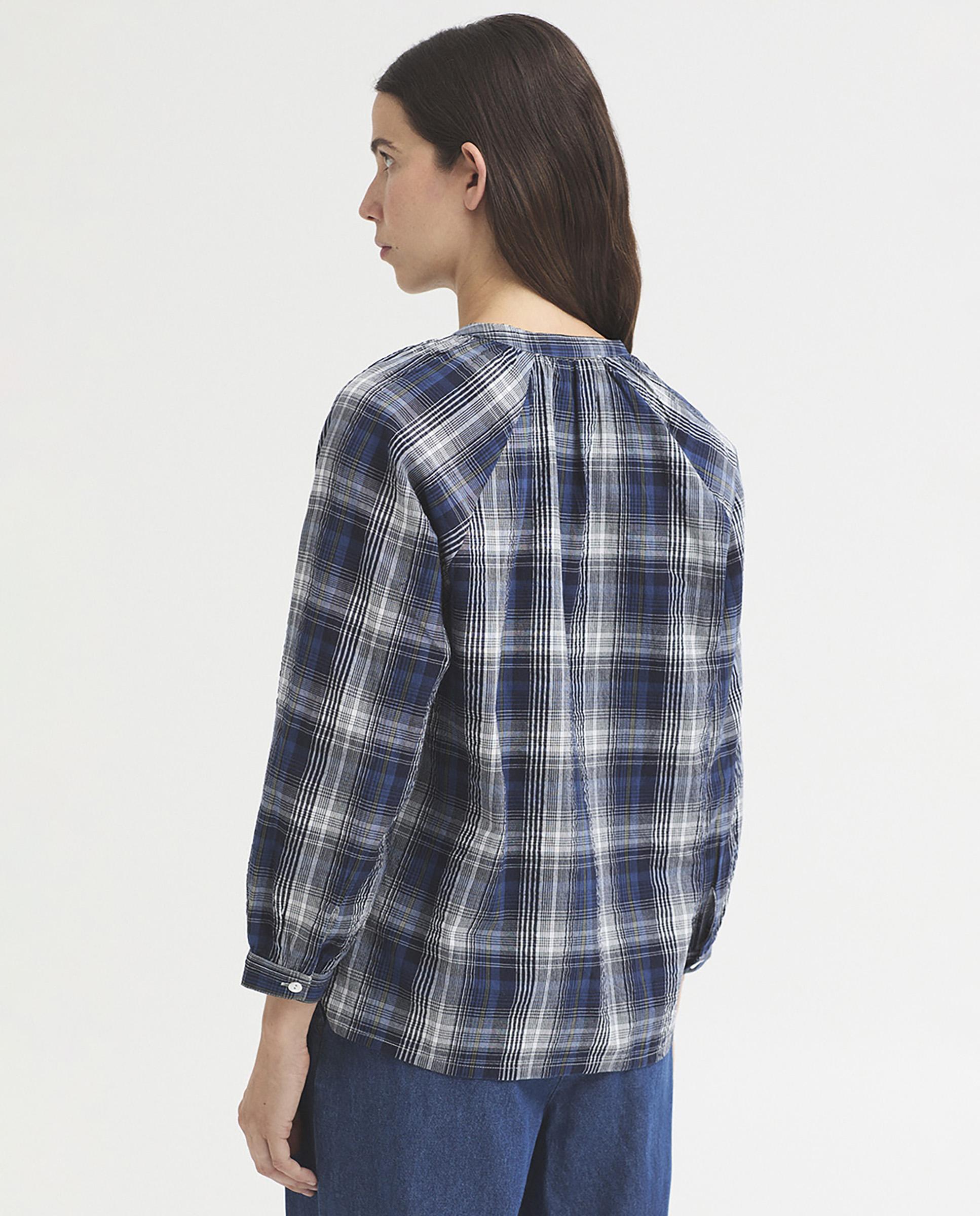 Blusa de mujer 100% algodón de cuadros - Nice Things - Azul Azul-5