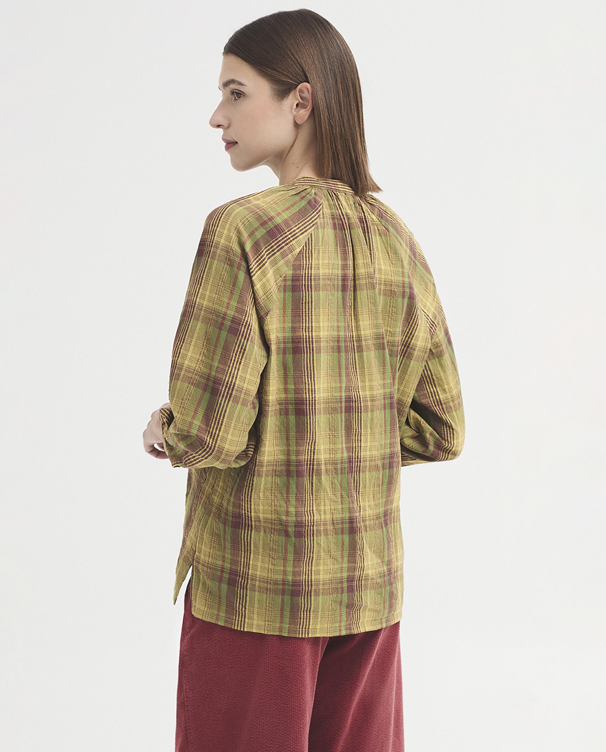 Blusa de mujer 100% algodón de cuadros - Nice Things - Verde Verde-5