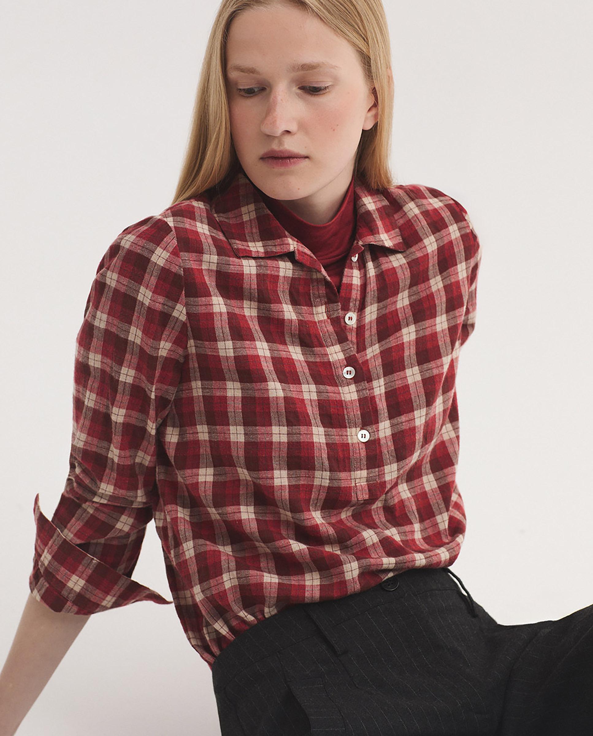 Camisa de mujer de cuadros - Nice Things - Rosa Rosa-5