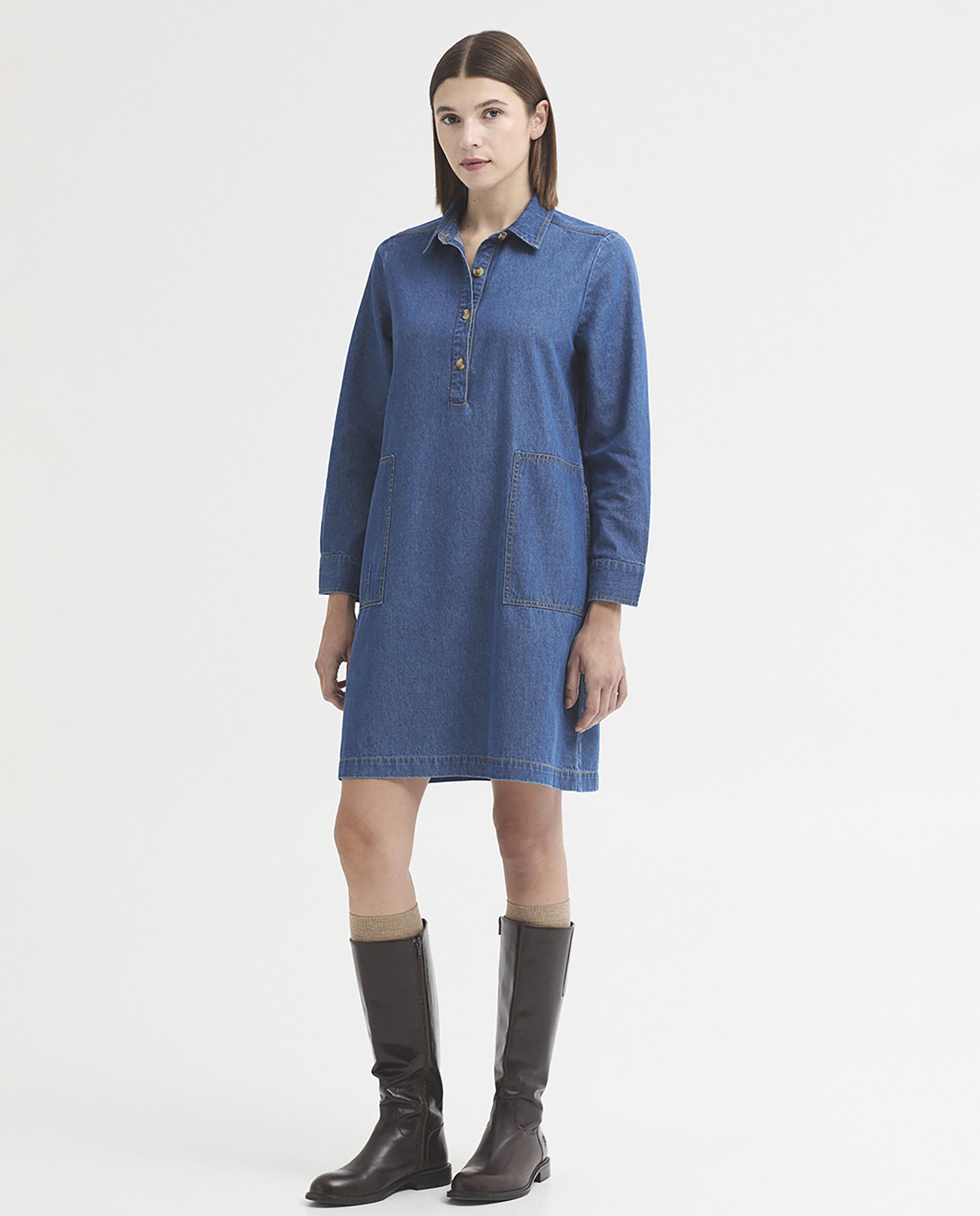 Imagen 0 de Vestido corto 100% algodón estilo denim Tejano