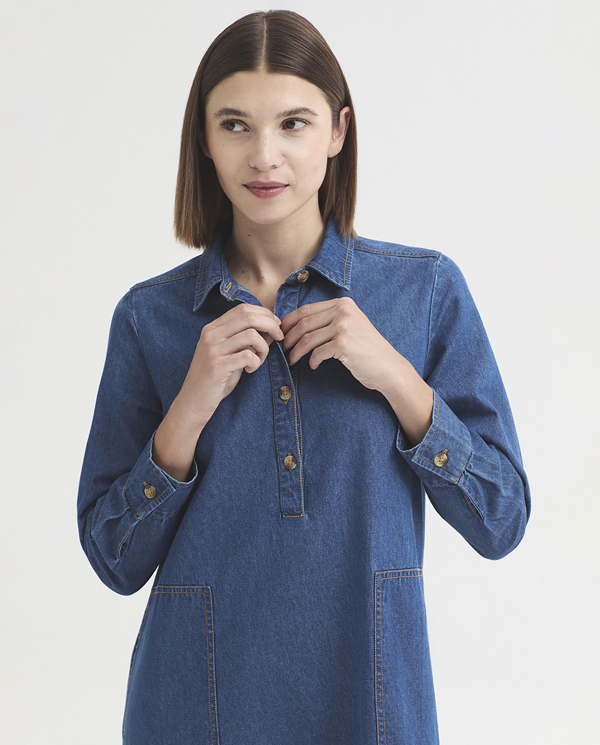 Vestido corto 100% algodón estilo denim - Nice Things - Tejano Tejano-2