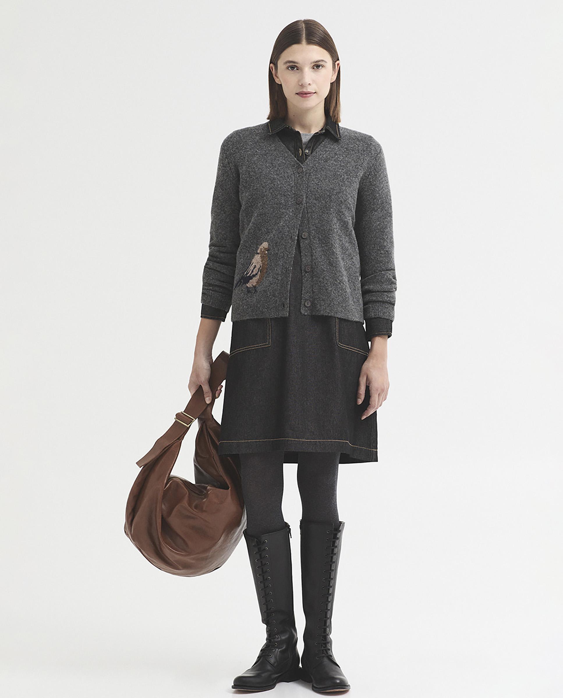 Vestido corto 100% algodón estilo denim - Nice Things - Gris Gris-5