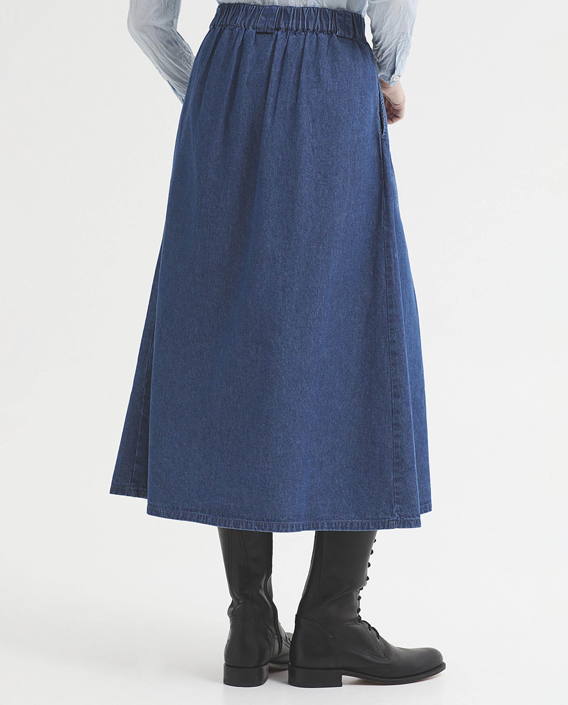 Falda midi de mujer denim con pinzas - Nice Things - Tejano Tejano-3