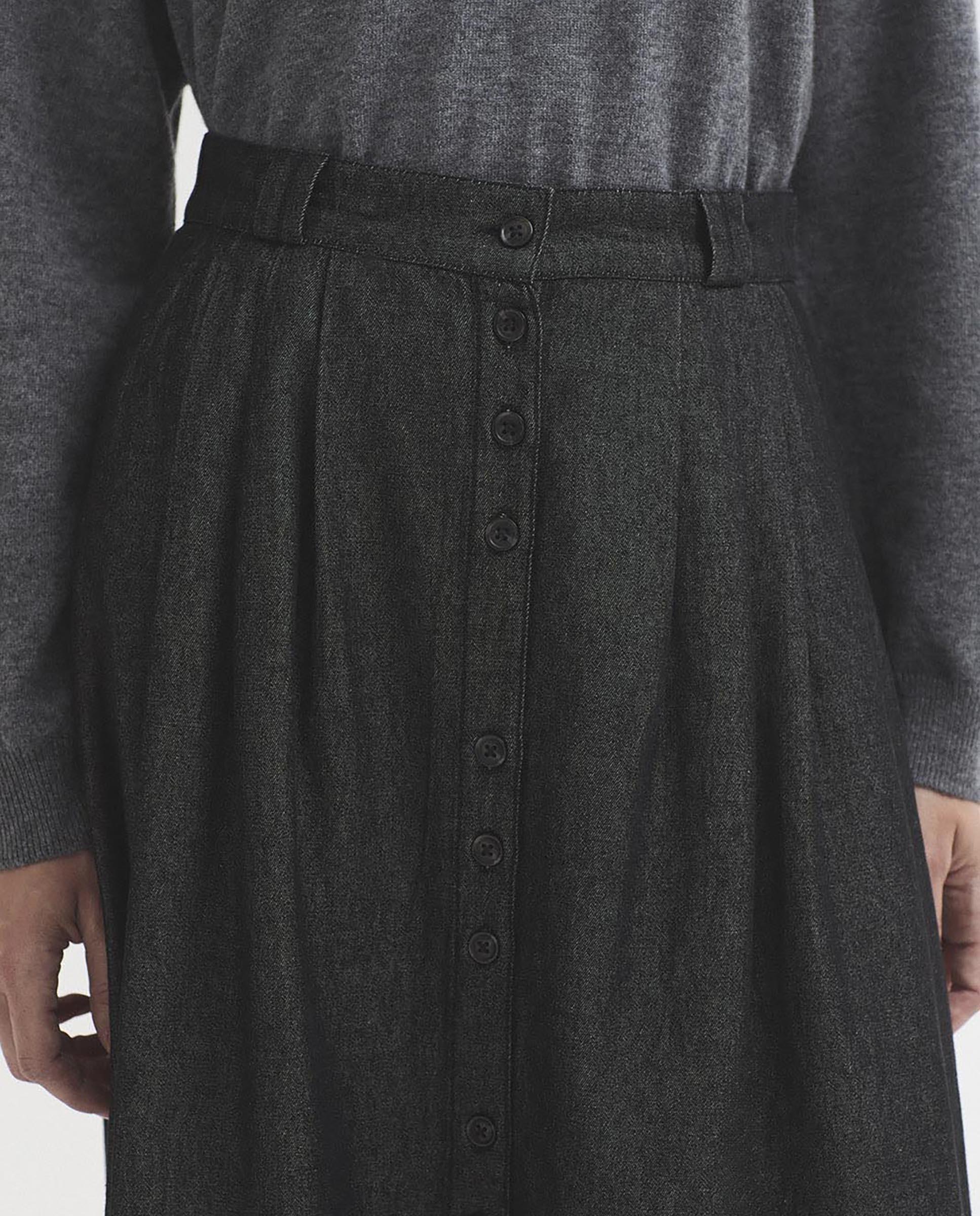 Falda midi de mujer denim con pinzas - Nice Things - Gris Gris-2