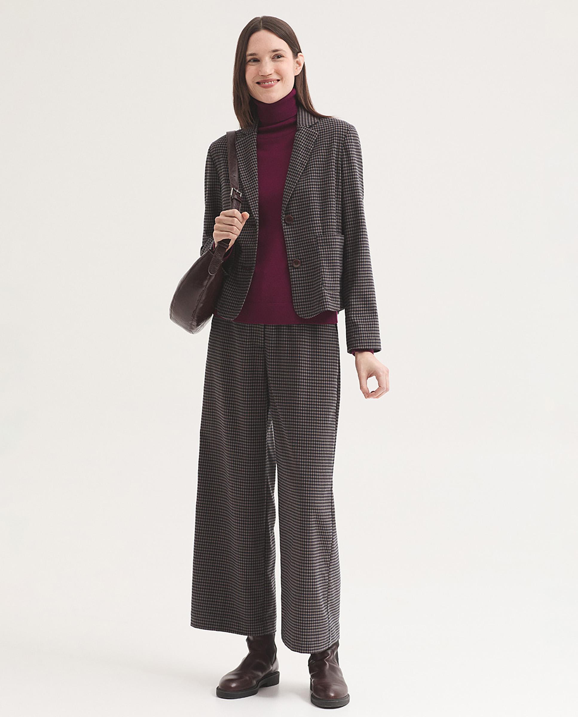 Pantalones rectos de mujer elástico con cierre de cremallera - Nice Things - Marrón Marrón-5