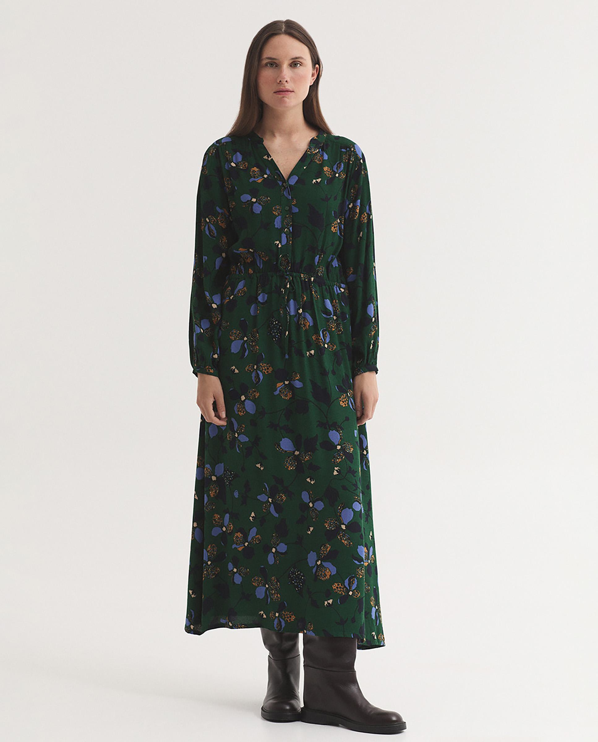 Vestido midi con estampado fantasía - Nice Things - Verde Verde-1