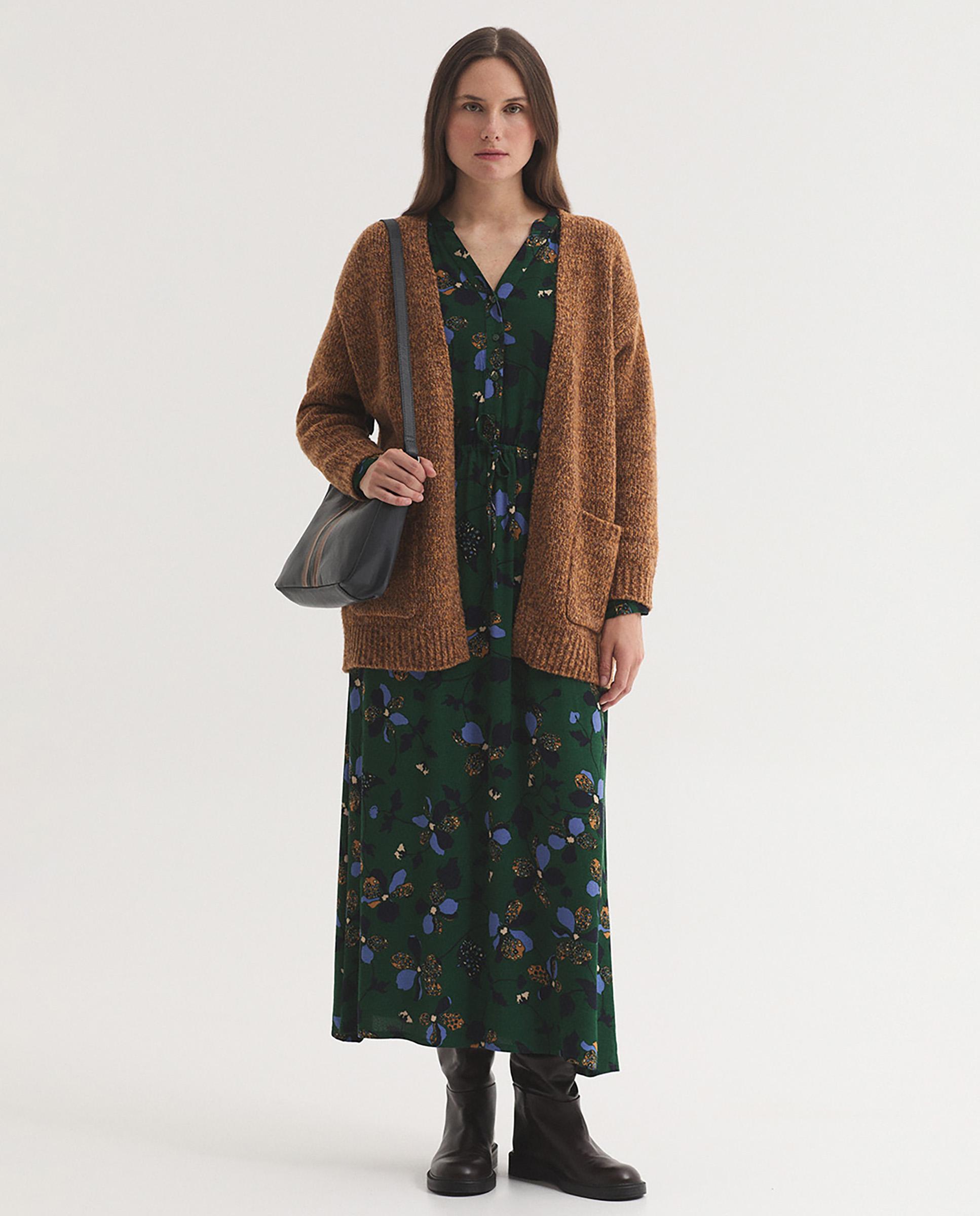 Vestido midi con estampado fantasía - Nice Things - Verde Verde-6