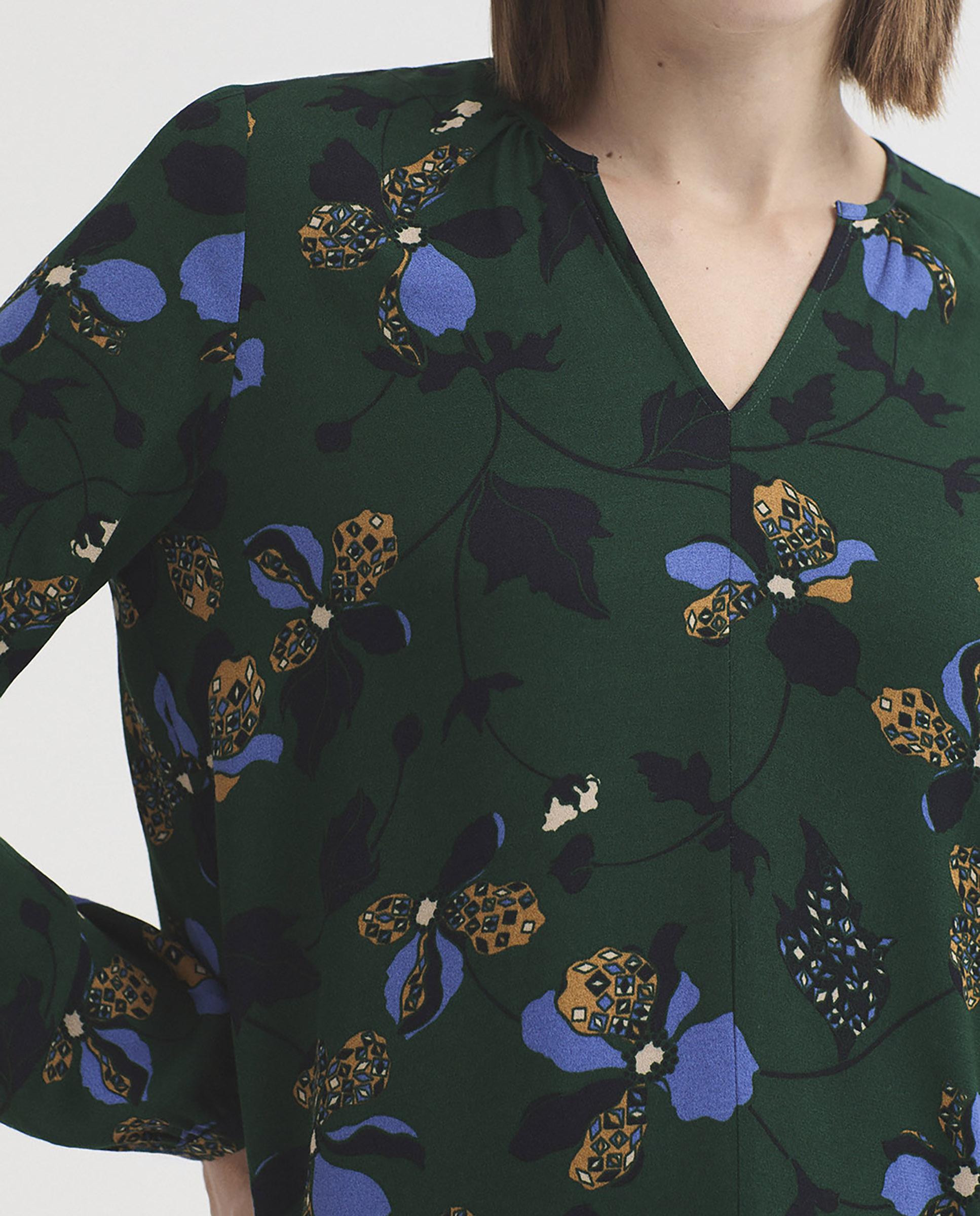 Blusa de mujer 100% mujer con estampado de flores - Nice Things - Verde Verde-3