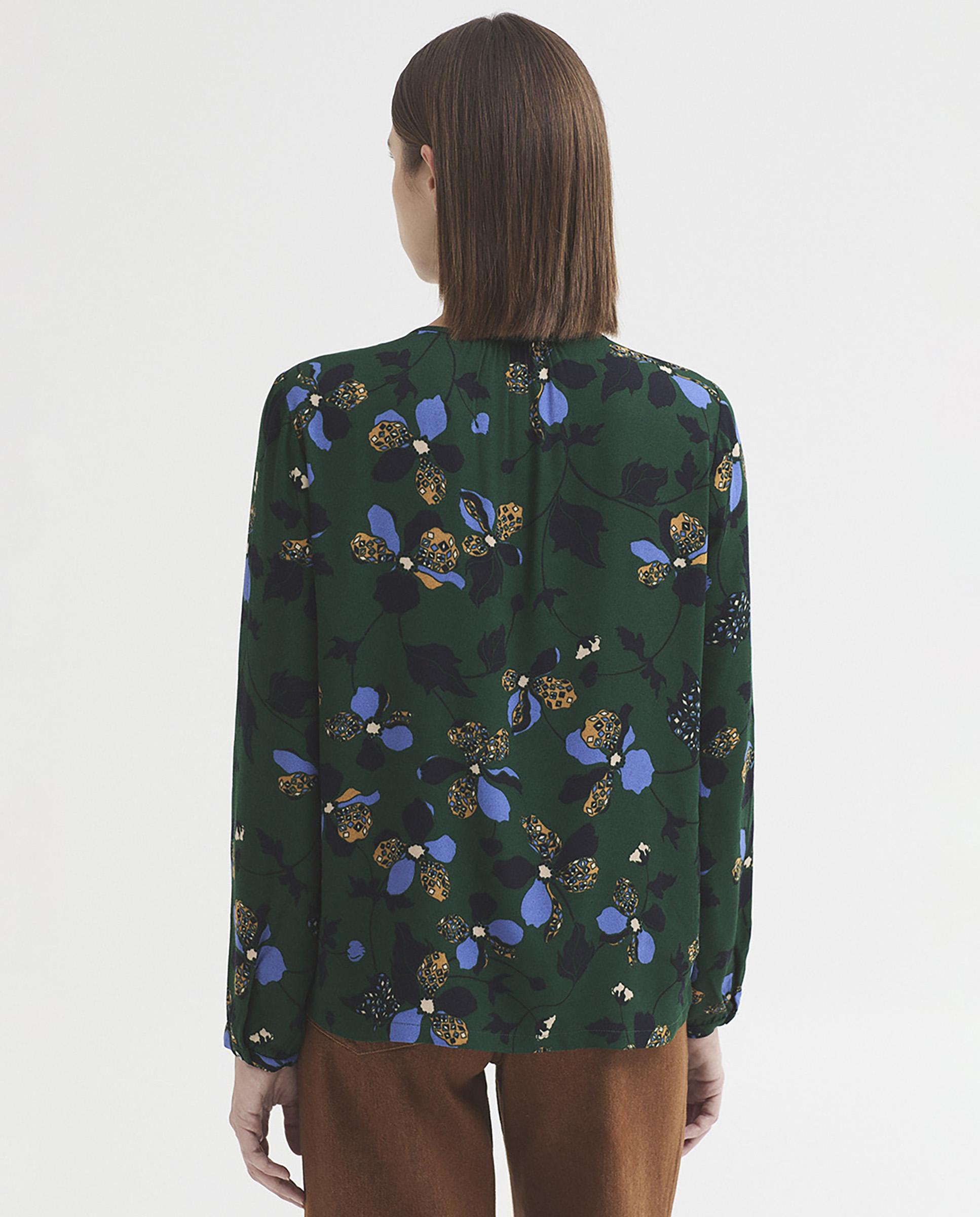Blusa de mujer 100% mujer con estampado de flores - Nice Things - Verde Verde-5