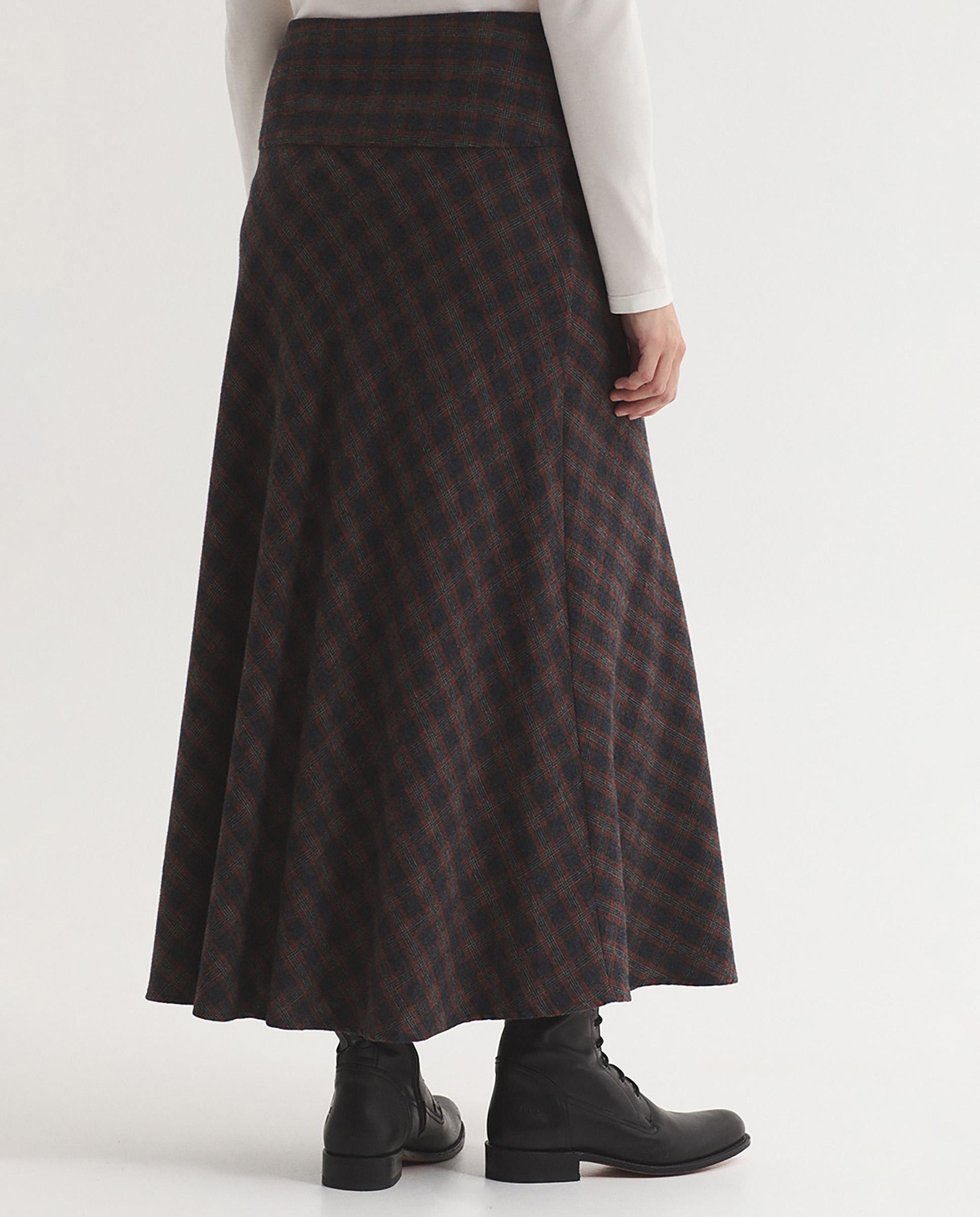 Falda larga 100% algodón de cuadros - Nice Things - Gris Gris-3