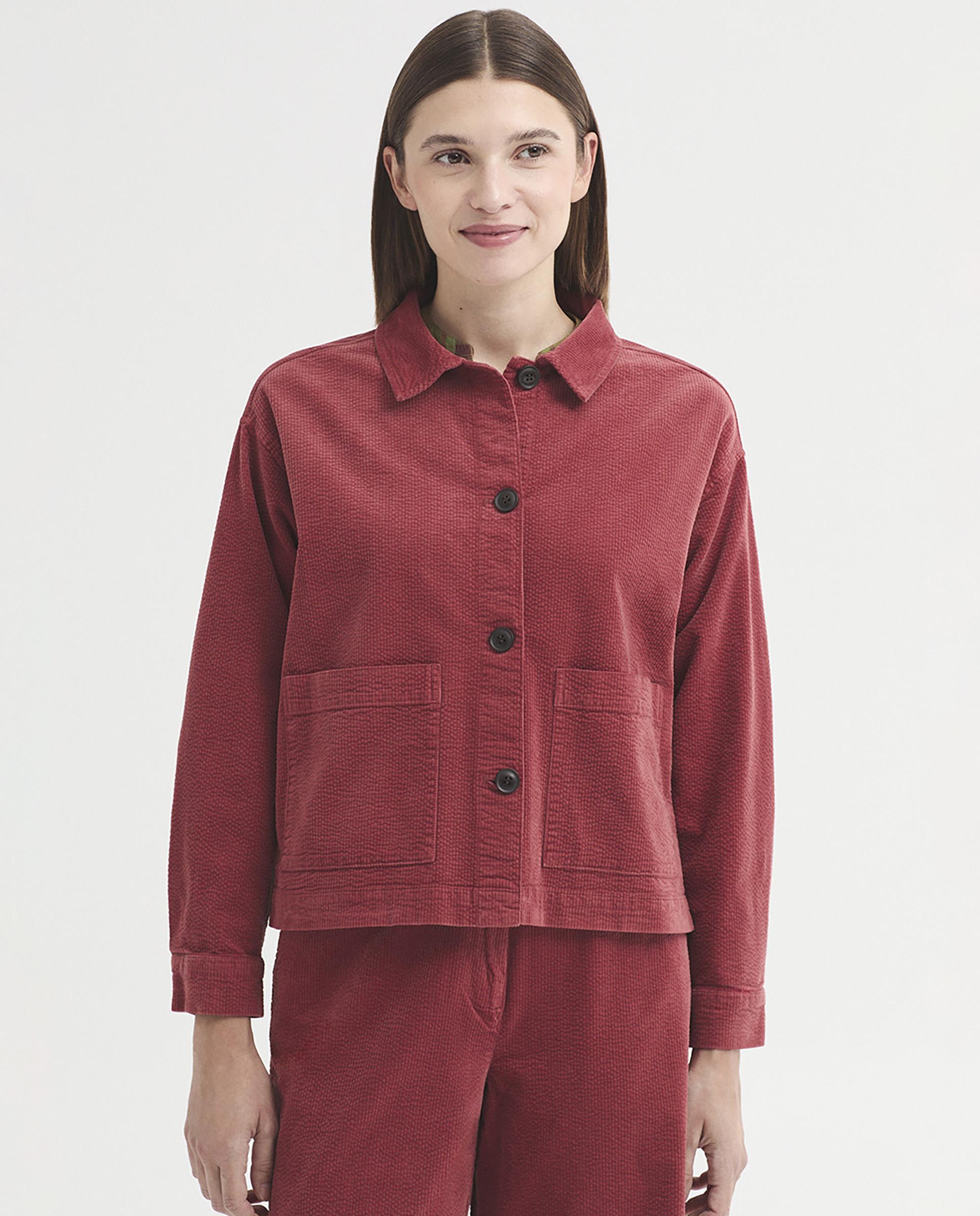 Cazadora de mujer en pana con bolsillos de parche - Nice Things - Rosa Rosa-1