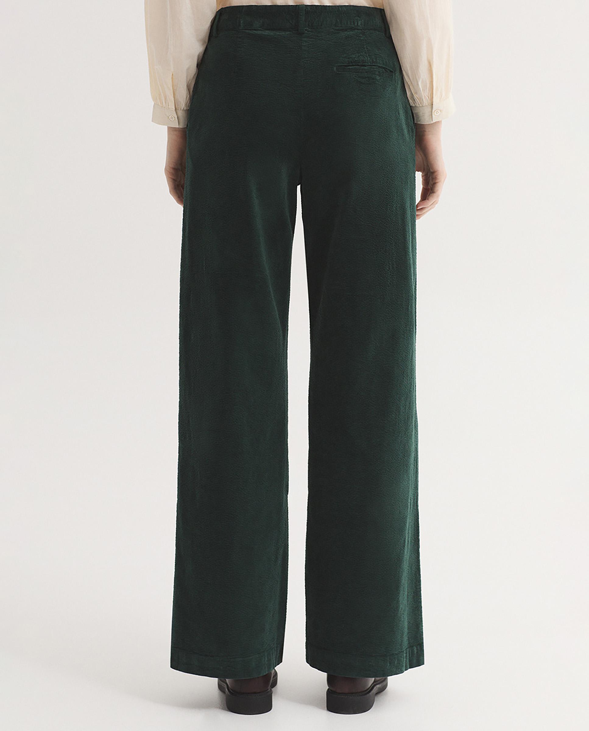 Pantalones anchos de mujer de pana con bolsillos - Nice Things - Verde Verde-3