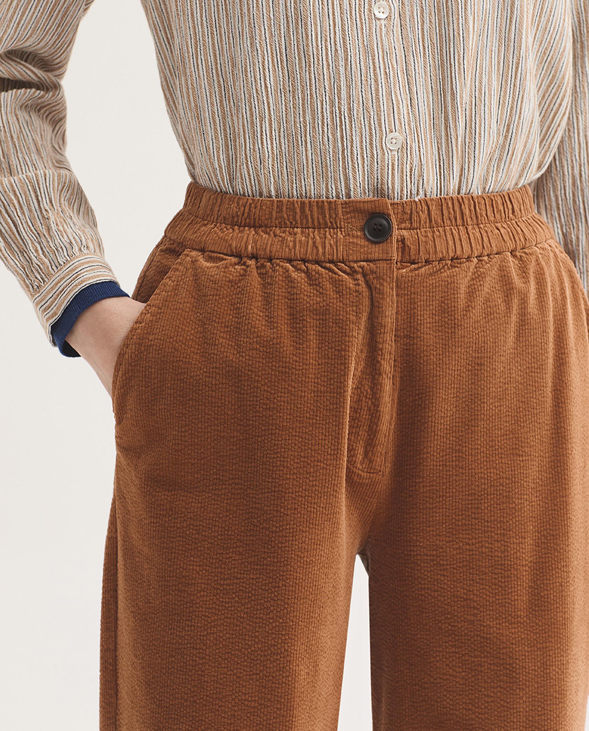 Pantalones rectos de mujer con cinturilla de goma - Nice Things - Ocre Ocre-2