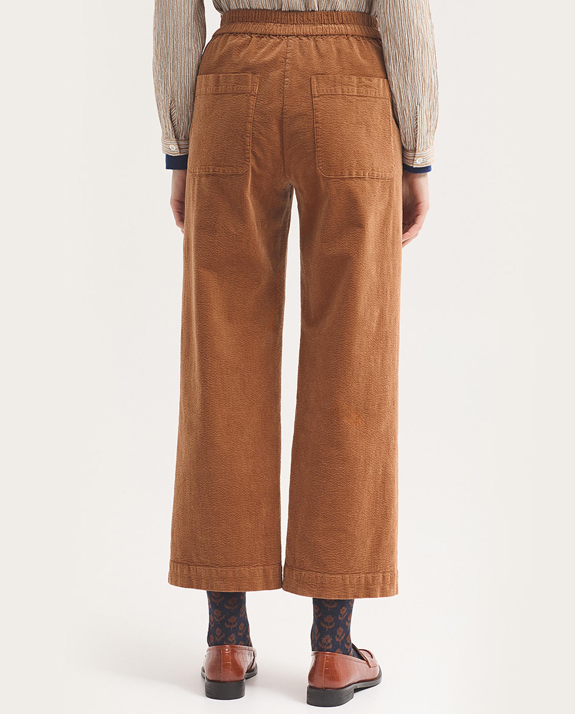 Pantalones rectos de mujer con cinturilla de goma - Nice Things - Ocre Ocre-3