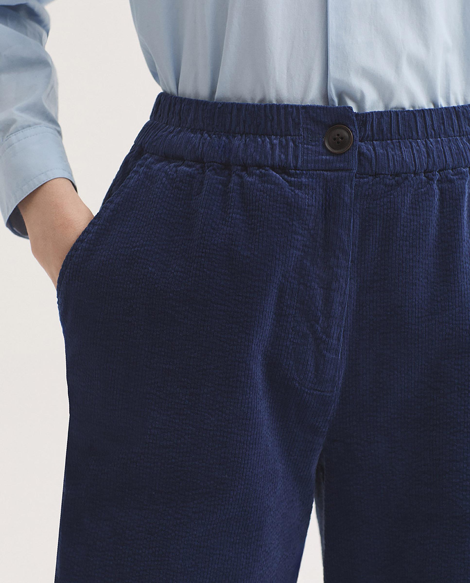 Pantalones rectos de mujer con cinturilla de goma - Nice Things - Azul Azul-2