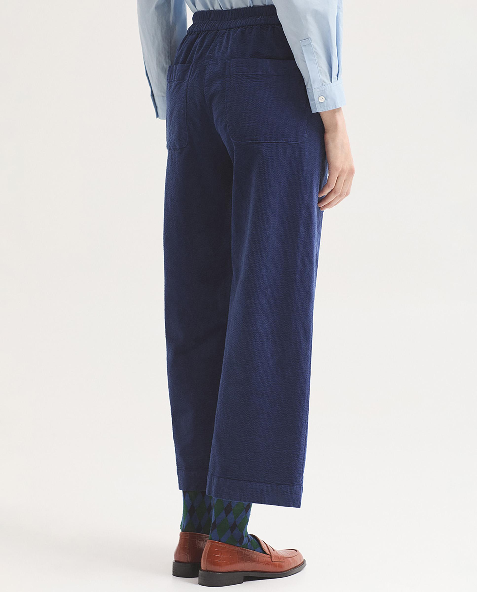 Pantalones rectos de mujer con cinturilla de goma - Nice Things - Azul Azul-3