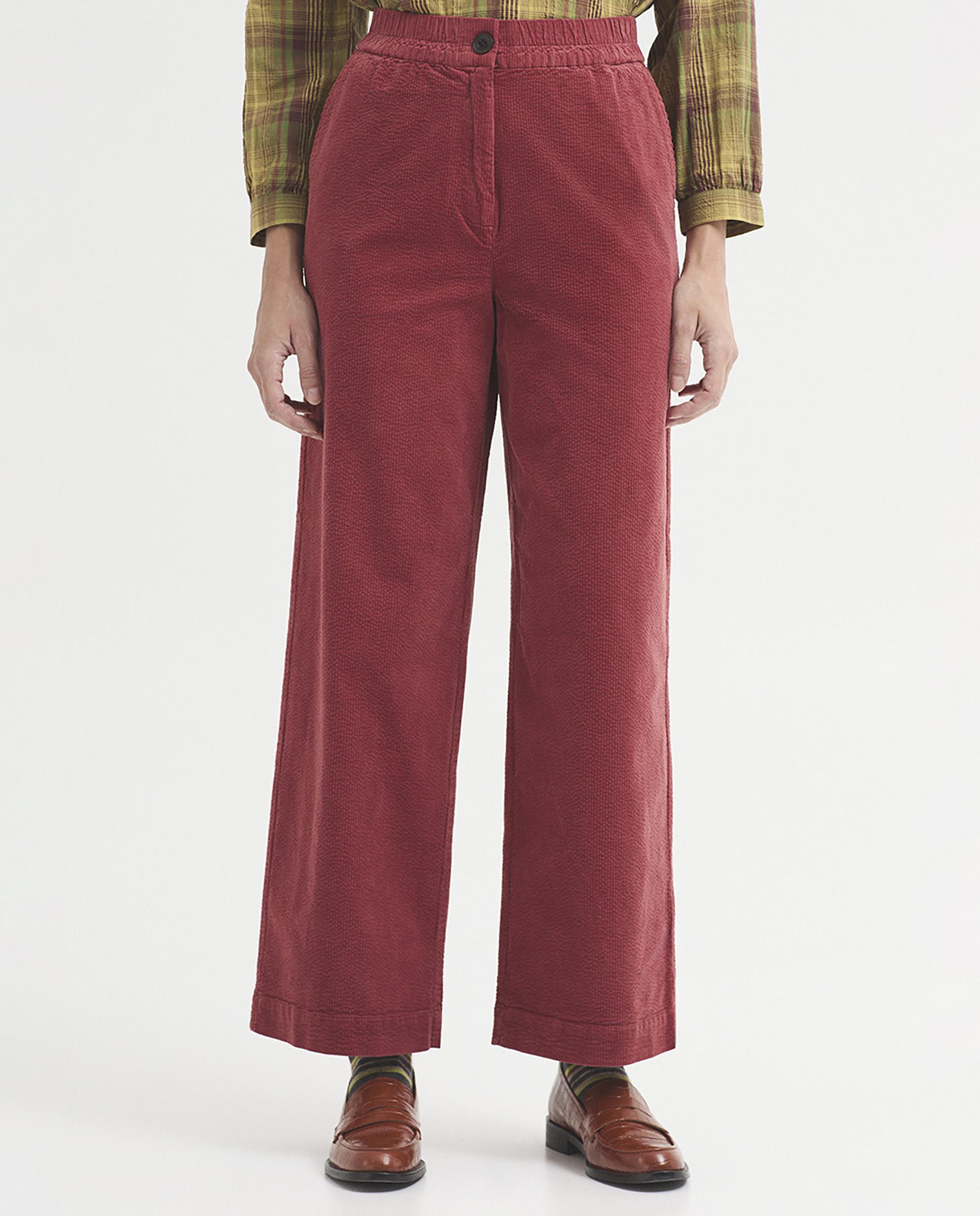 Pantalones rectos de mujer de pana con cinturilla de goma - Nice Things - Rosa Rosa-2