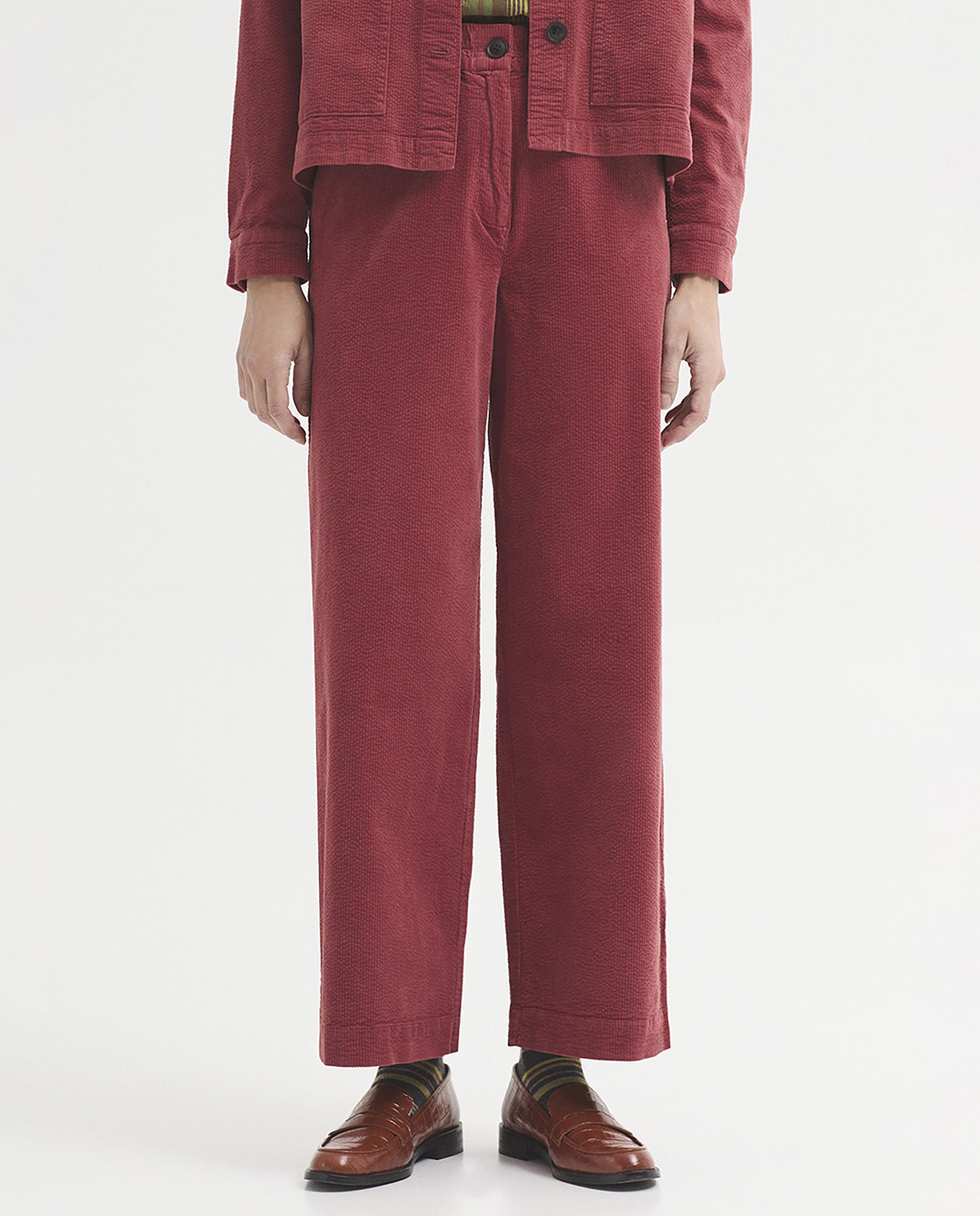 Pantalones rectos de mujer de pana con cinturilla de goma - Nice Things - Rosa Rosa-4