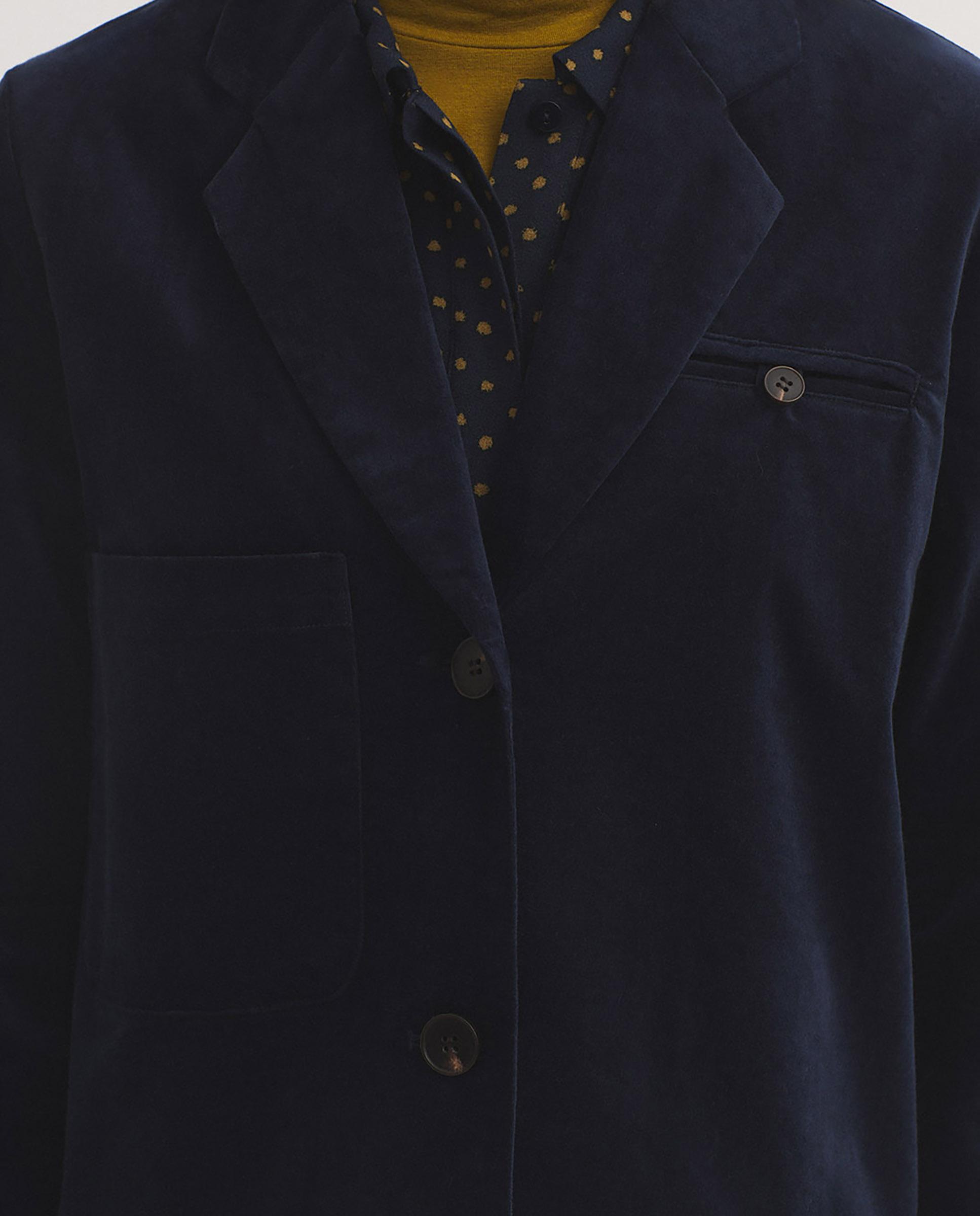 Blazer de mujer de pana lisa con cuello solapa - Nice Things - Azul marino Azul marino-3