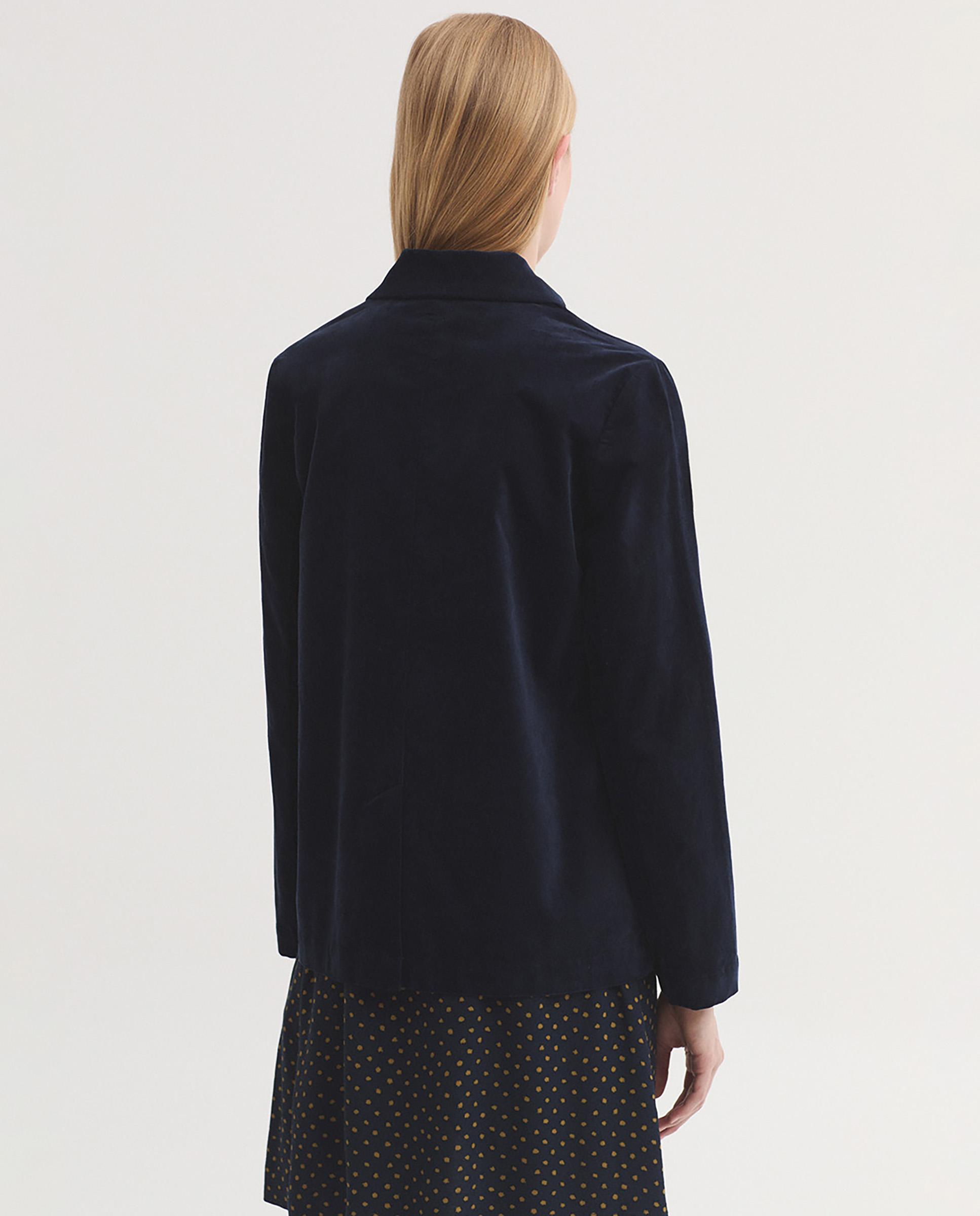 Blazer de mujer de pana lisa con cuello solapa - Nice Things - Azul marino Azul marino-4