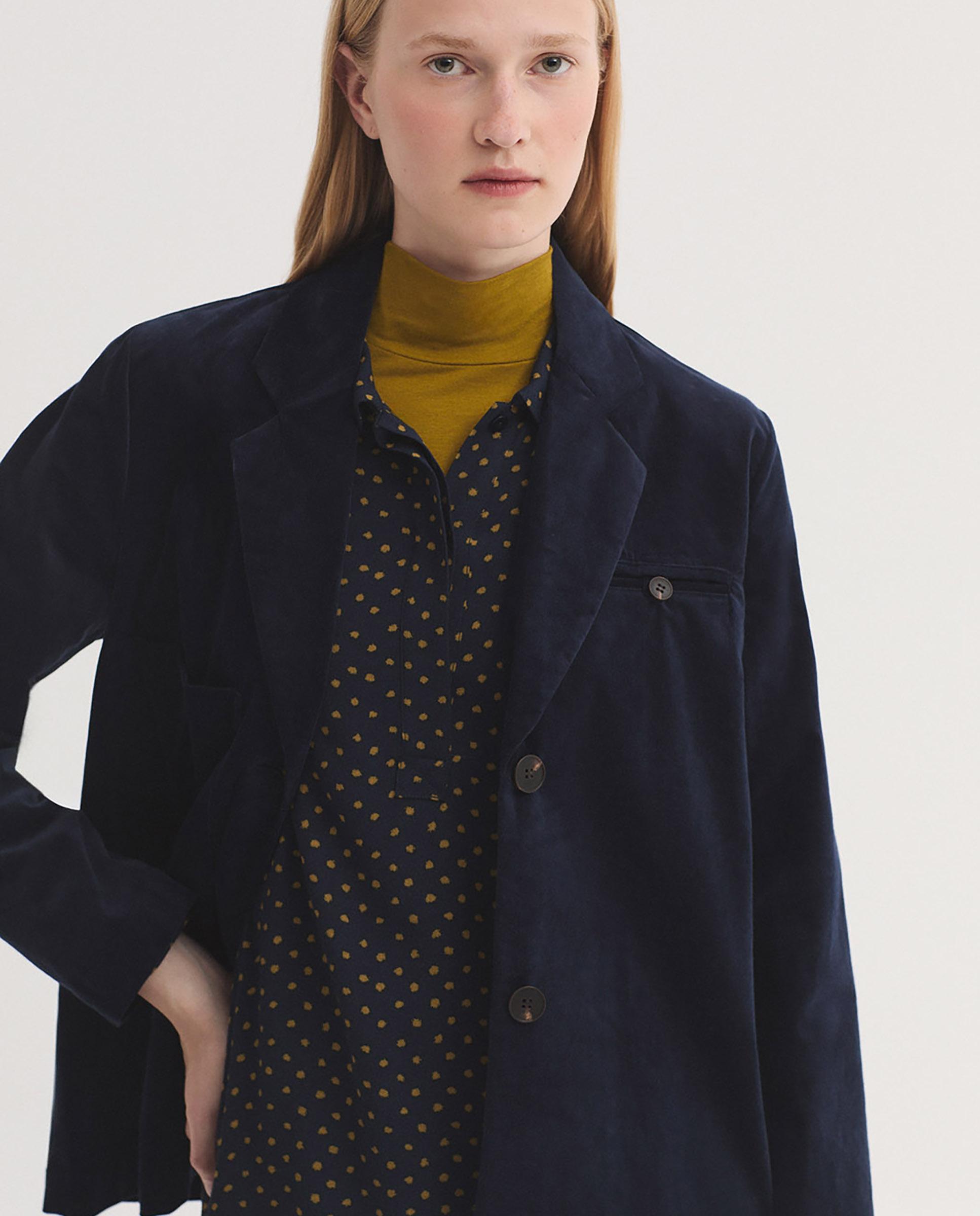 Blazer de mujer de pana lisa con cuello solapa - Nice Things - Azul marino Azul marino-5