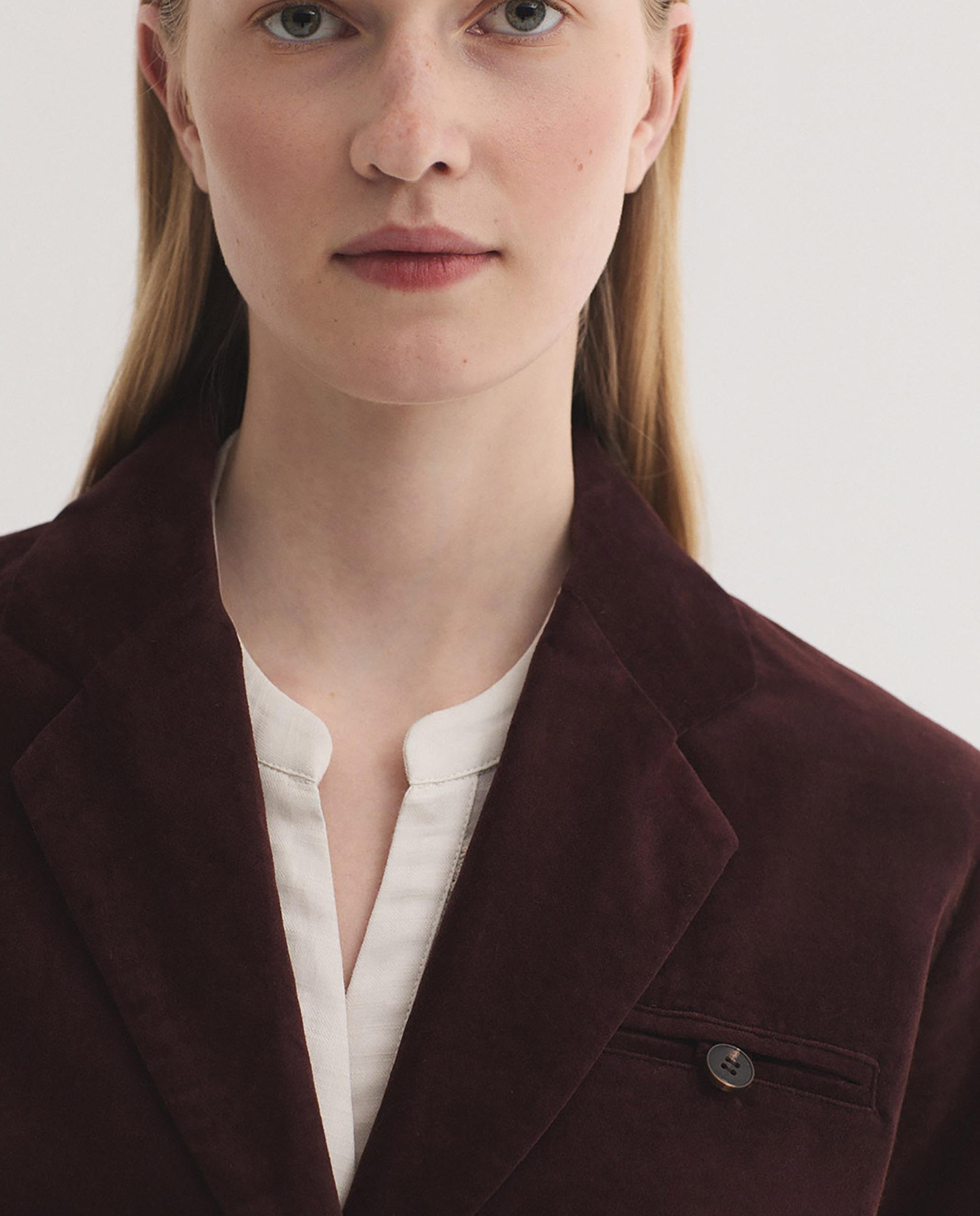 Blazer de mujer de pana lisa con cuello solapa - Nice Things - Burdeos Burdeos-2