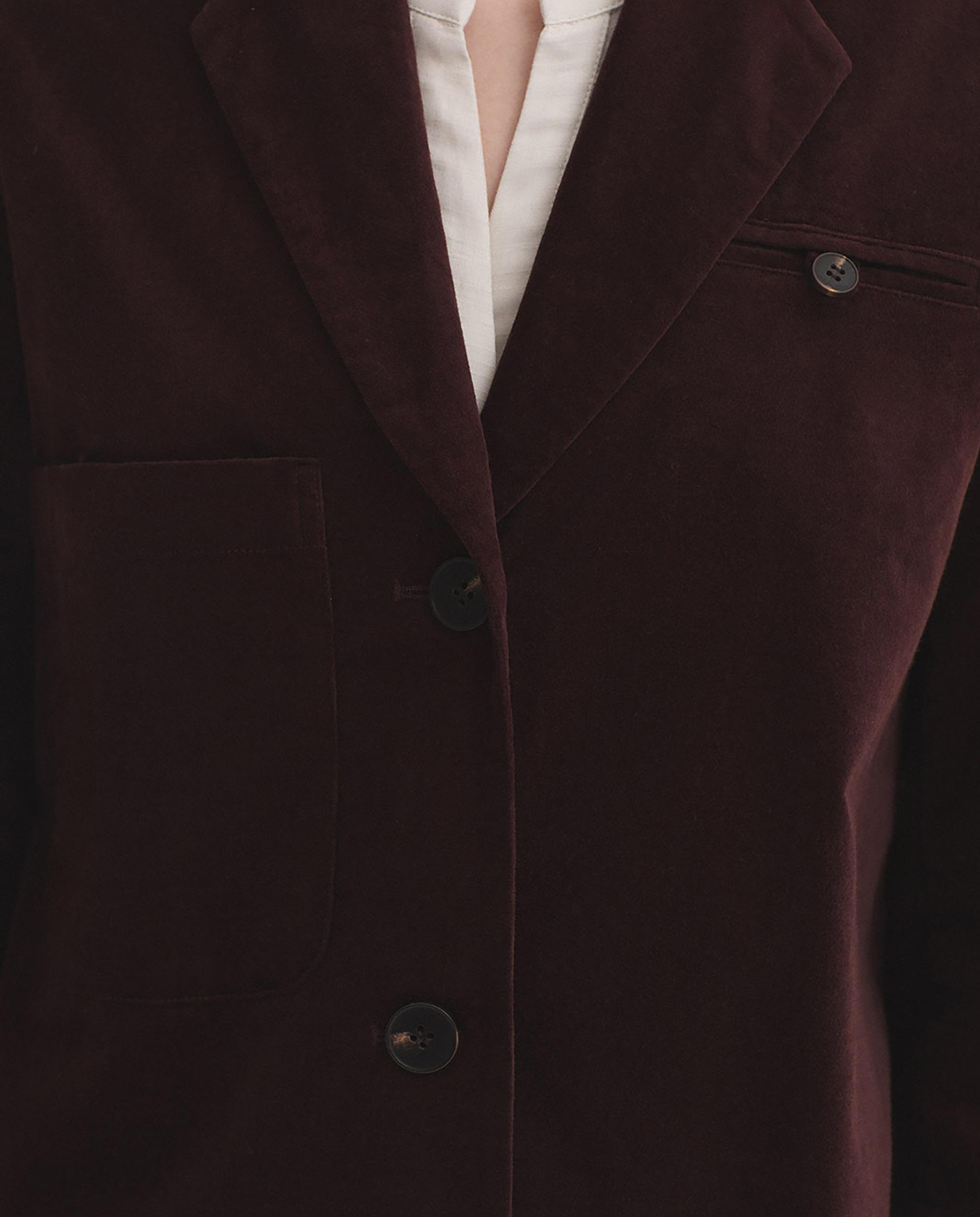 Blazer de mujer de pana lisa con cuello solapa - Nice Things - Burdeos Burdeos-3
