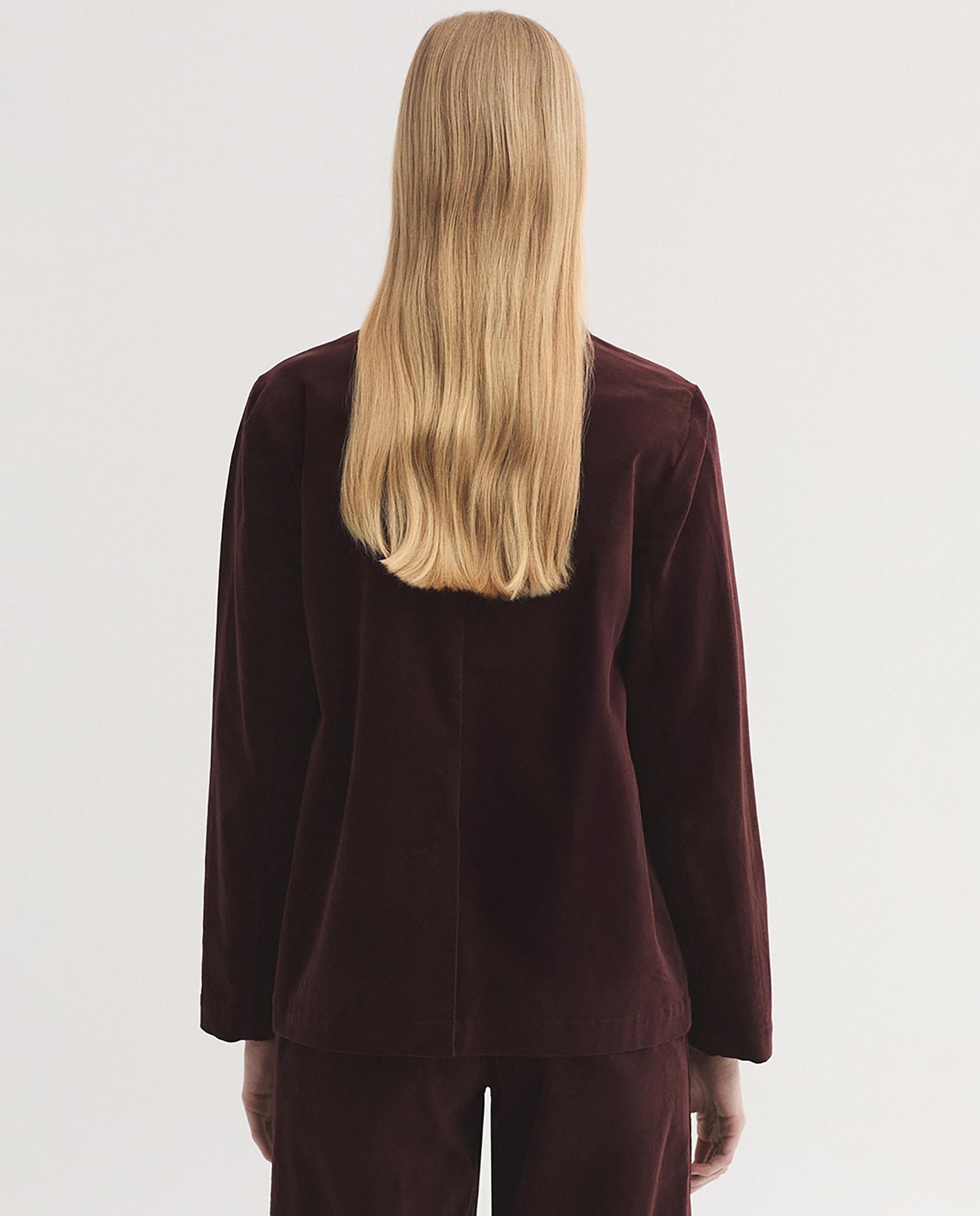 Blazer de mujer de pana lisa con cuello solapa - Nice Things - Burdeos Burdeos-4