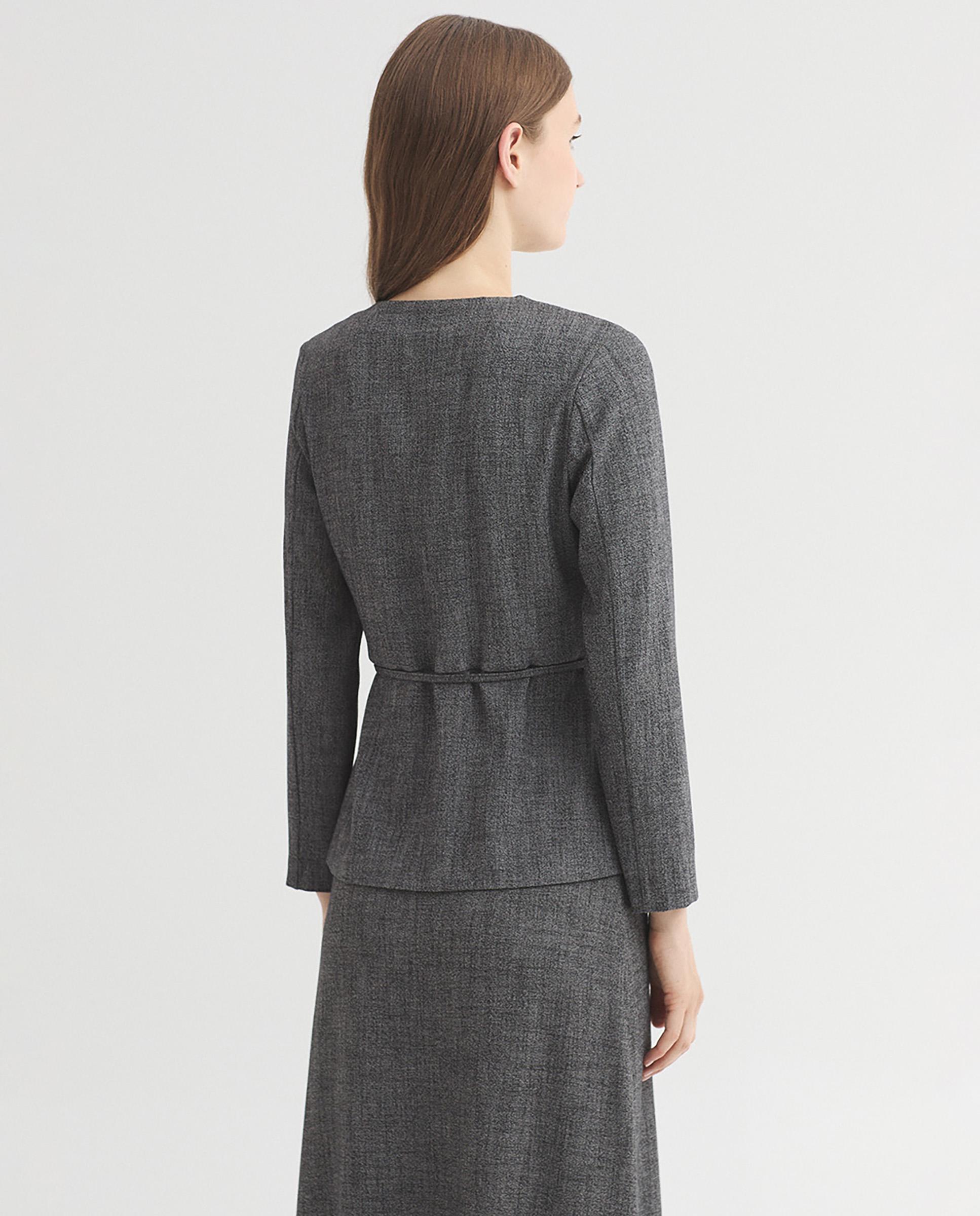 Chaqueta de mujer jaspeda con escote de pico - Nice Things - Gris Gris-4