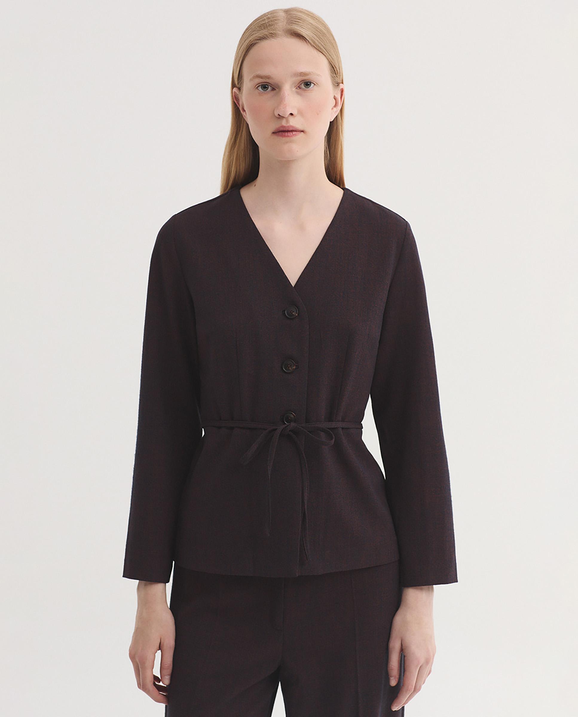 Chaqueta de mujer jaspeda con escote de pico - Nice Things - Marrón Marrón-1
