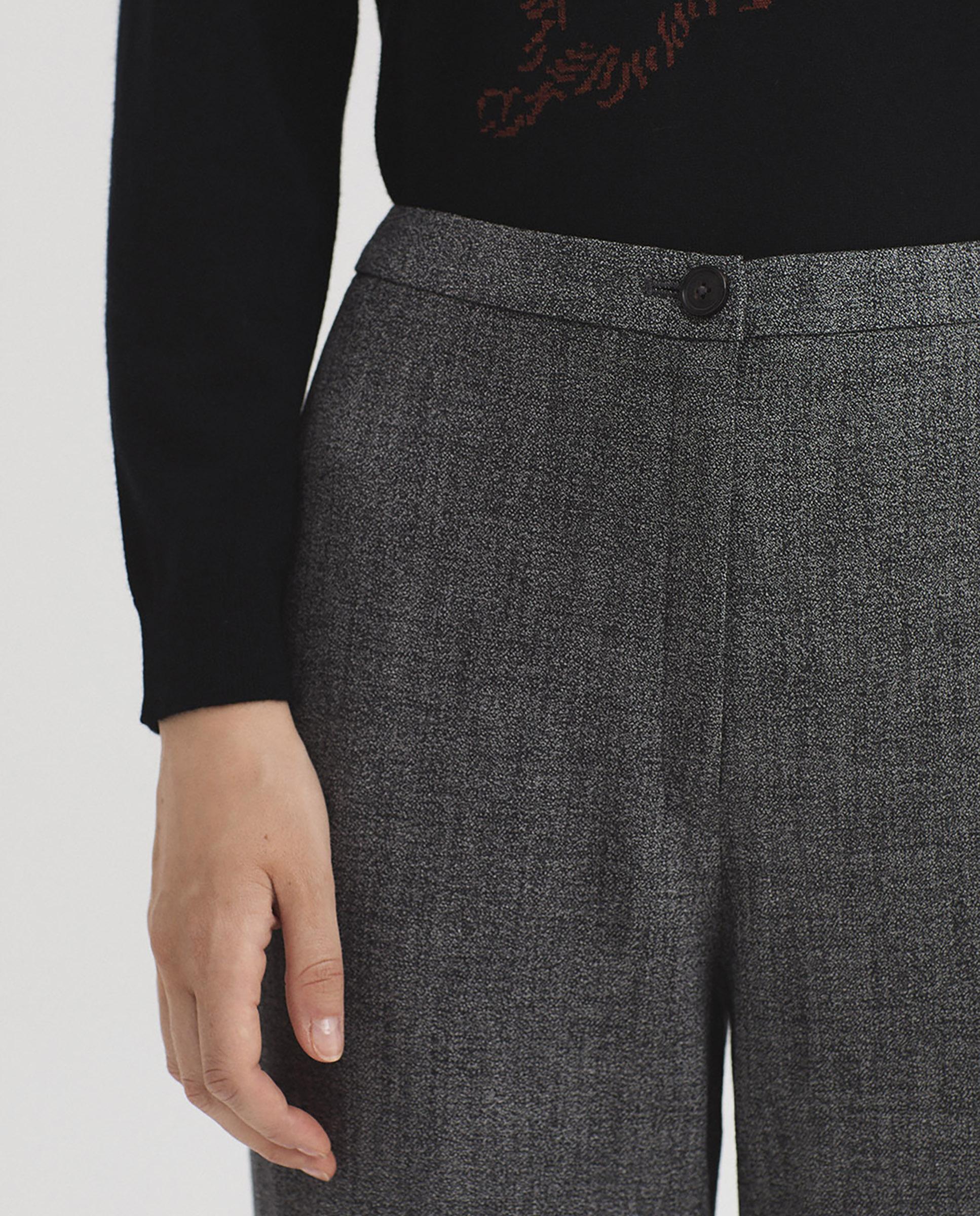 Pantalones rectos de mujer jaspeado con cierre de cremallera - Nice Things - Gris Gris-2