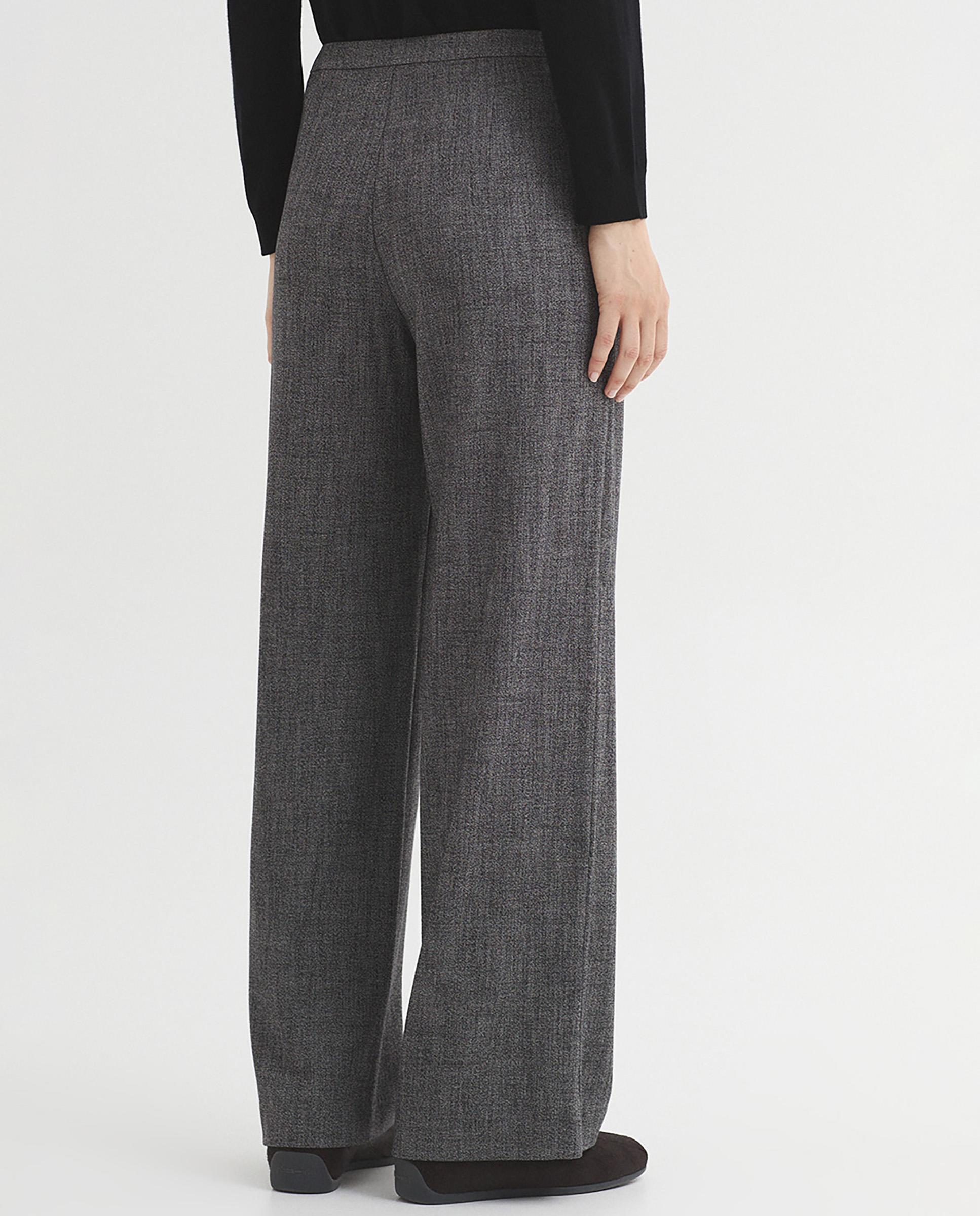 Pantalones rectos de mujer jaspeado con cierre de cremallera - Nice Things - Gris Gris-3