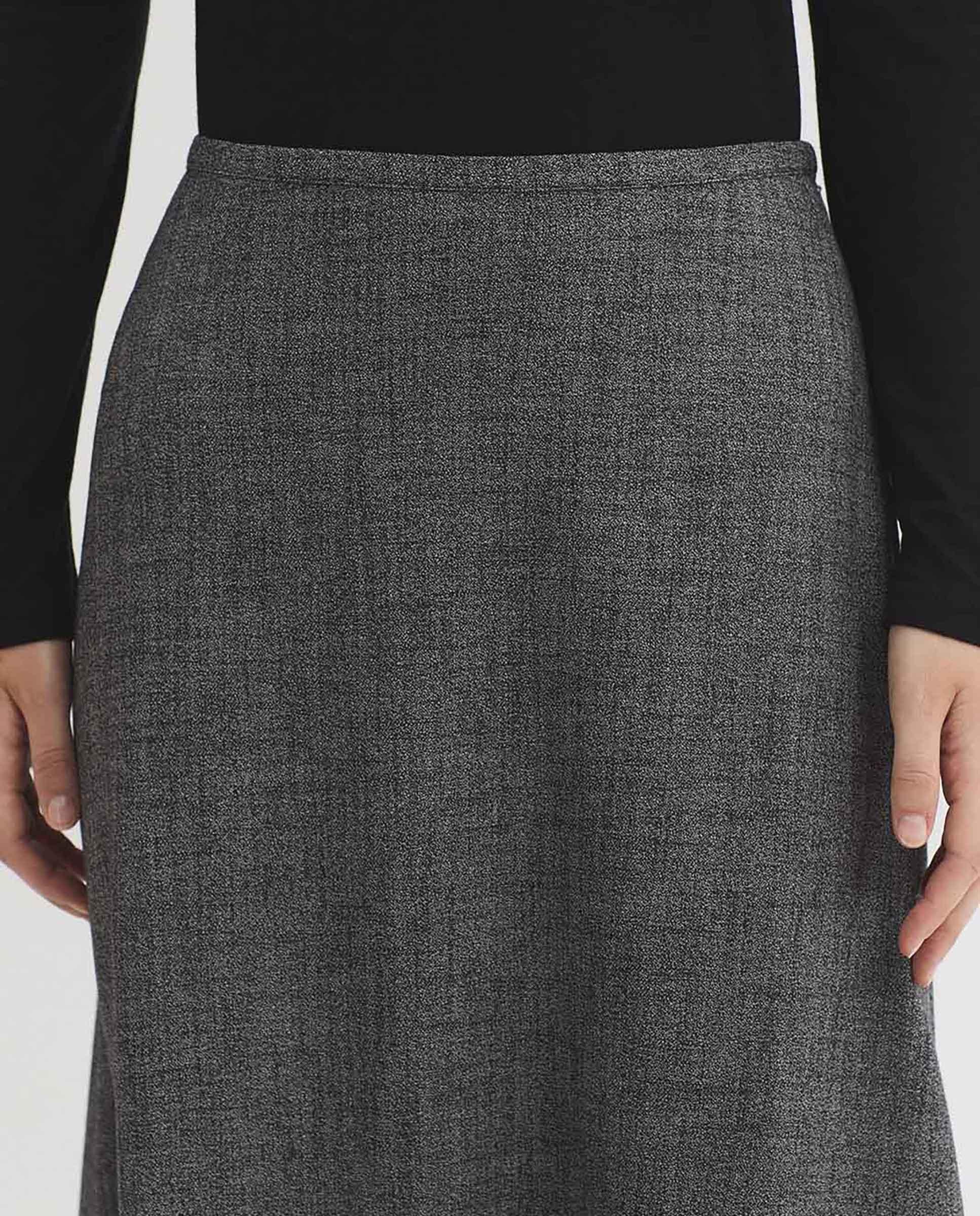 Falda larga jaspeada con cremallera lateral - Nice Things - Gris Gris-2