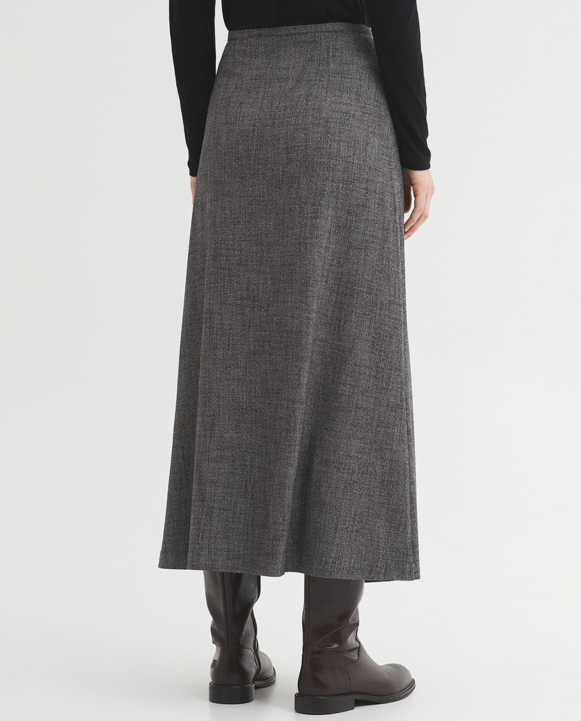Falda larga jaspeada con cremallera lateral - Nice Things - Gris Gris-3