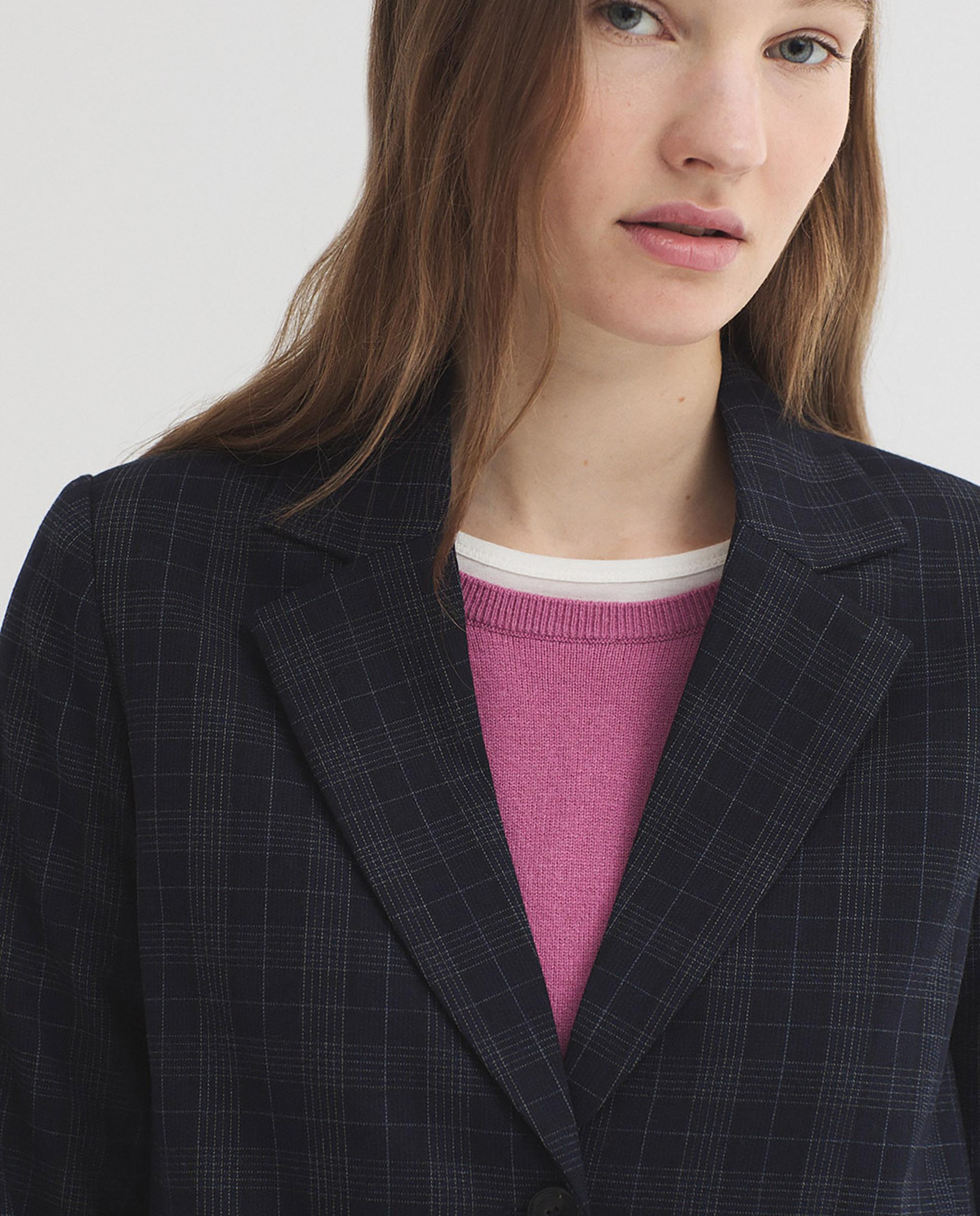 Blazer de mujer de cuadros y cuello solapa - Nice Things - Azul marino Azul marino-2