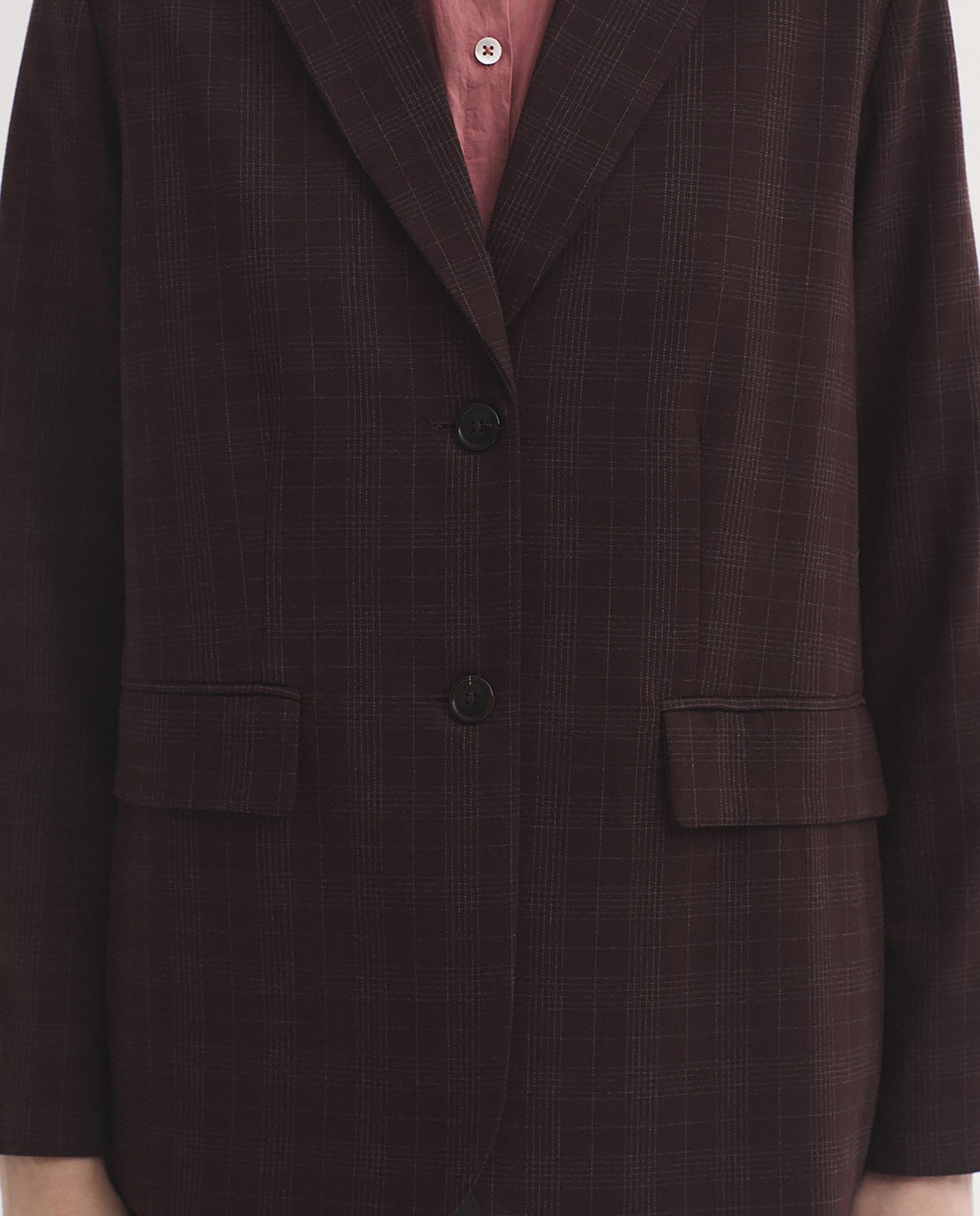 Blazer de mujer de cuadros y cuello solapa - Nice Things - Burdeos Burdeos-3